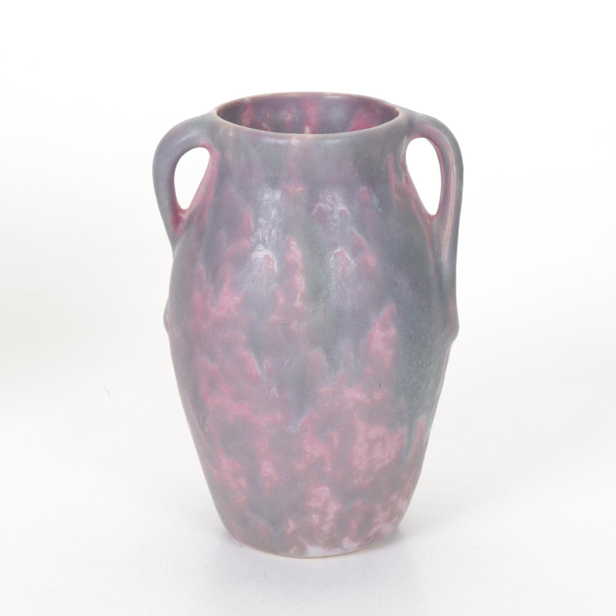 Roseville Pottery Two-Handled Vase with Hand Thrown Square Plate