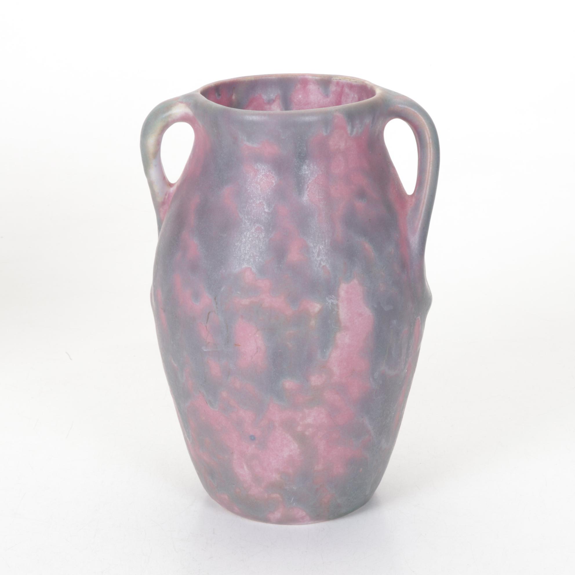 Roseville Pottery Two-Handled Vase with Hand Thrown Square Plate