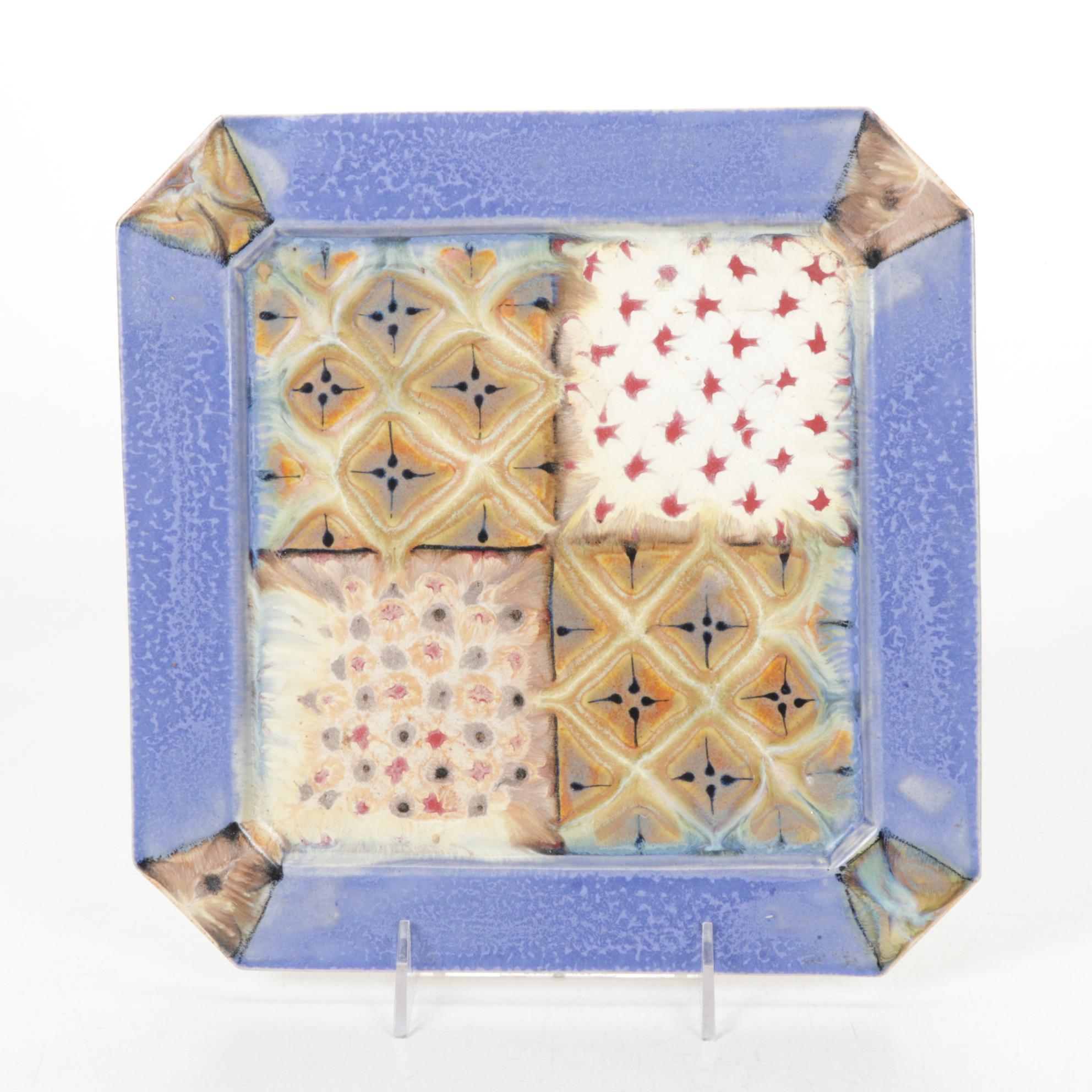 Roseville Pottery Two-Handled Vase with Hand Thrown Square Plate