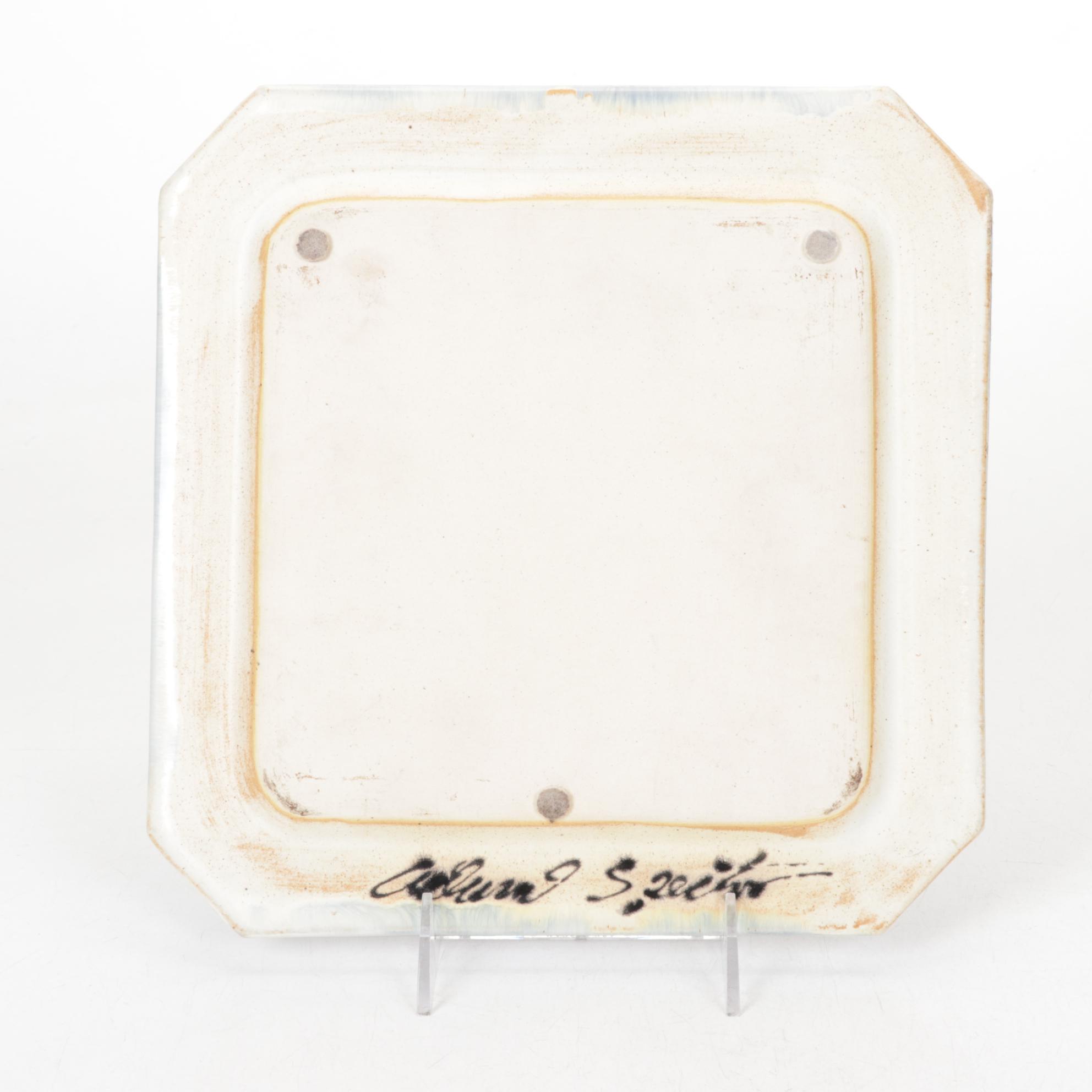 Roseville Pottery Two-Handled Vase with Hand Thrown Square Plate