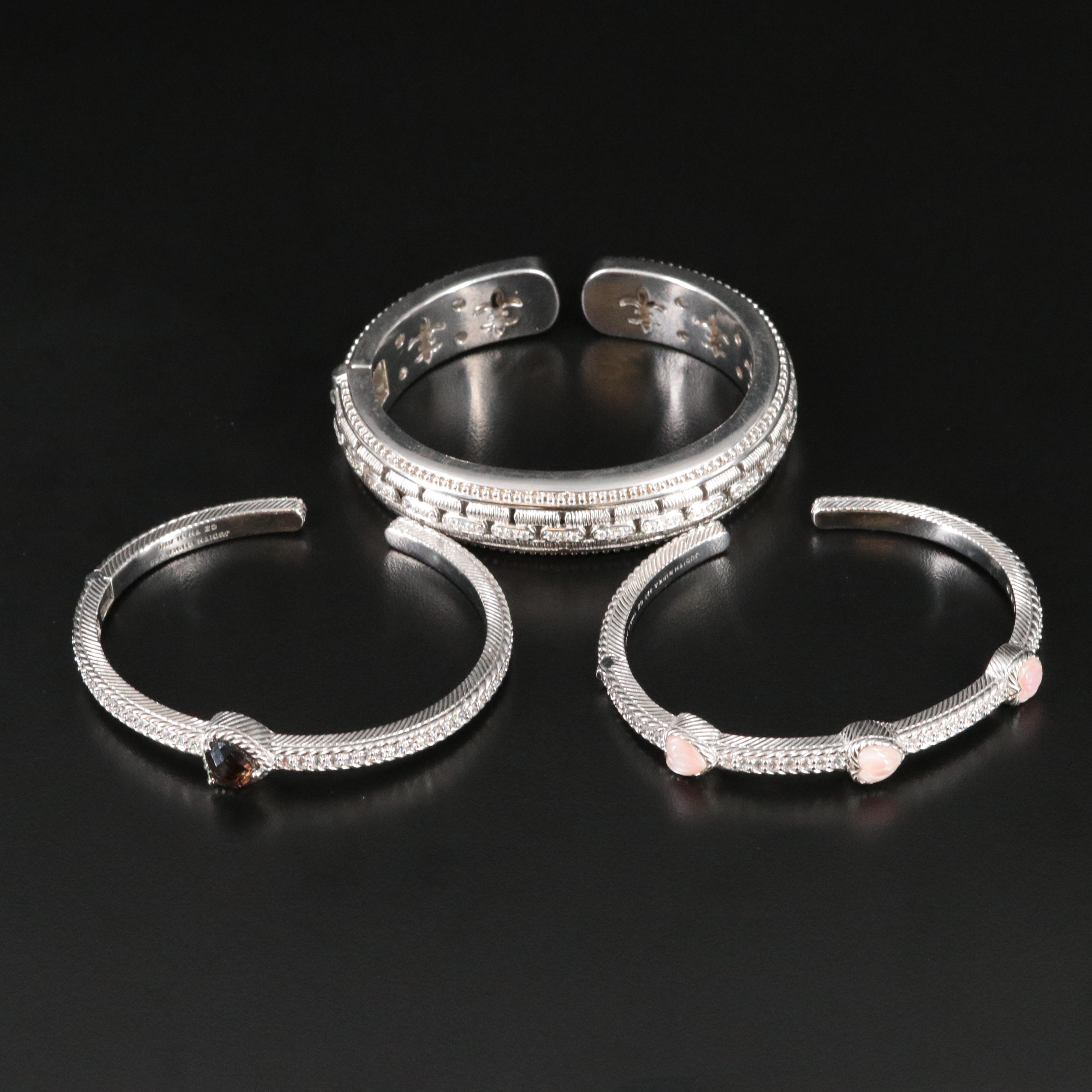 Judith Ripka Sterling Quartz, Mother-of-Pearl and Cubic Zirconia Kick Cuffs