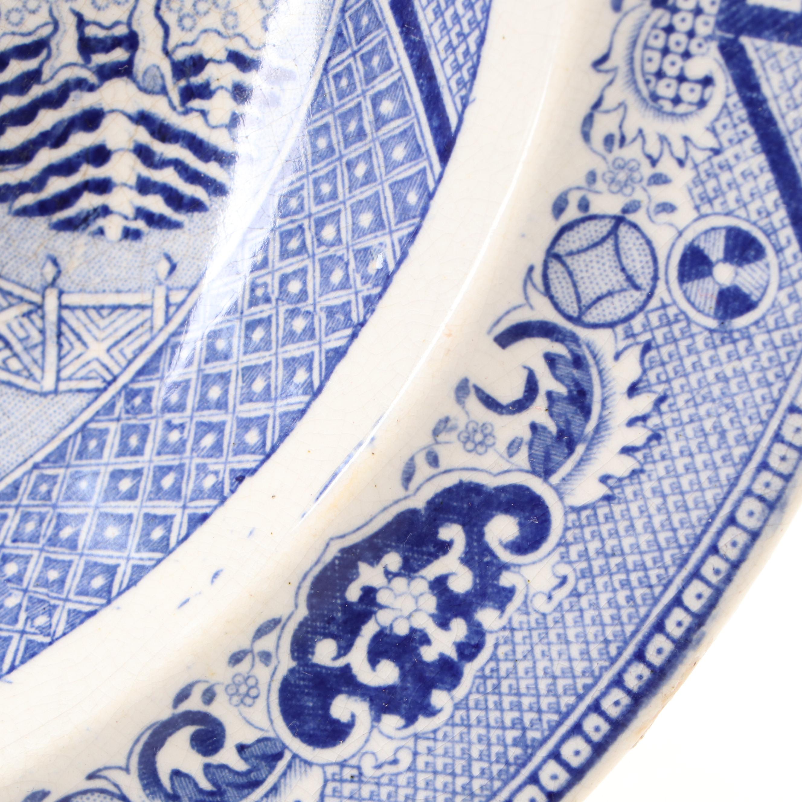 English Ironstone Blue Willow Soup Plate, 19th Century