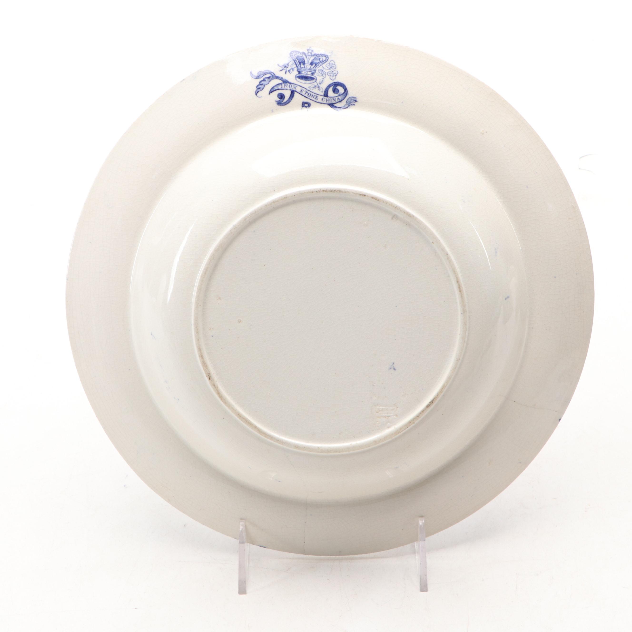 English Ironstone Blue Willow Soup Plate, 19th Century