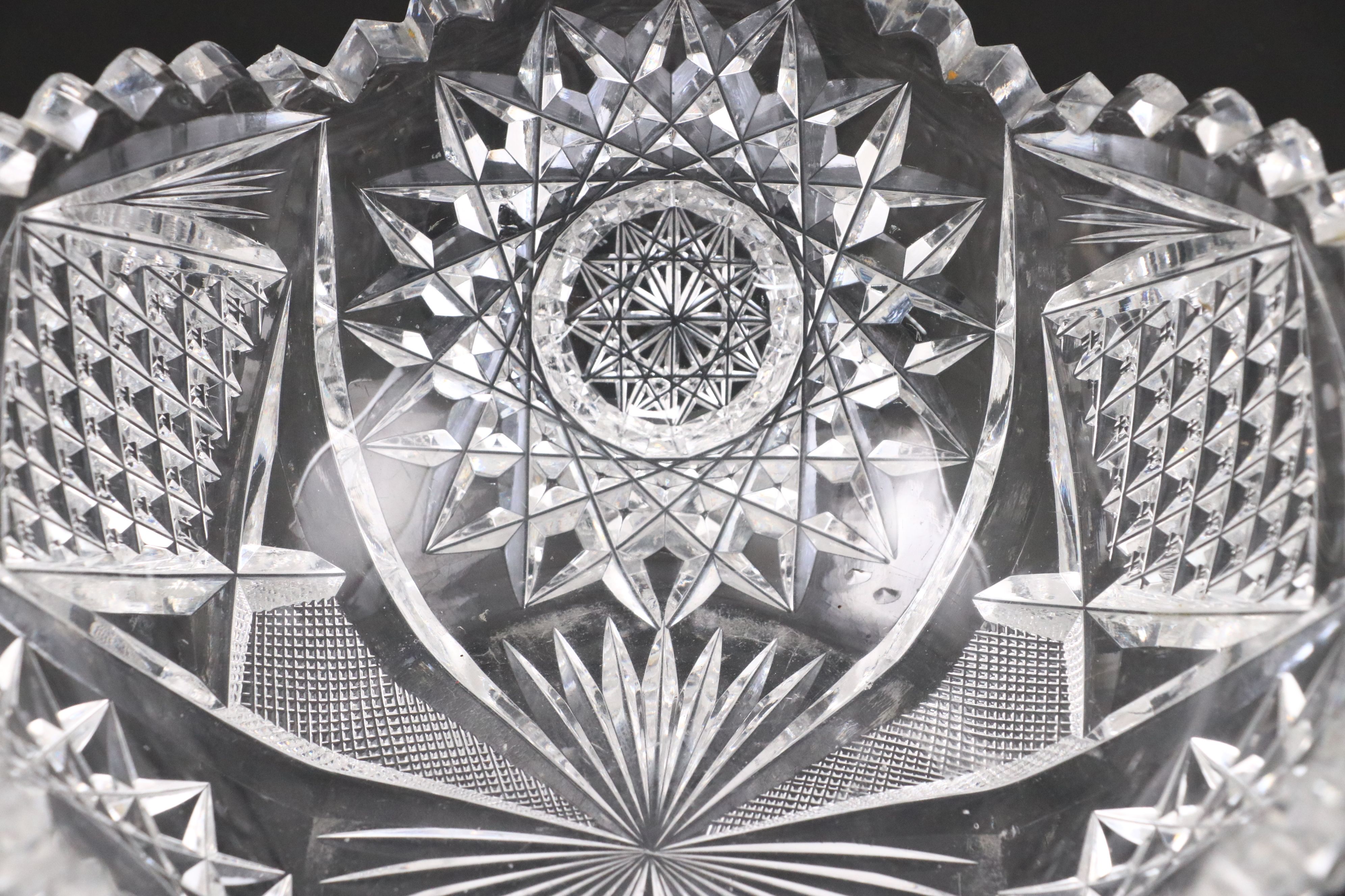 Diamond and Sun Crystal Cut Bowls with Other Crystal Table Accessories