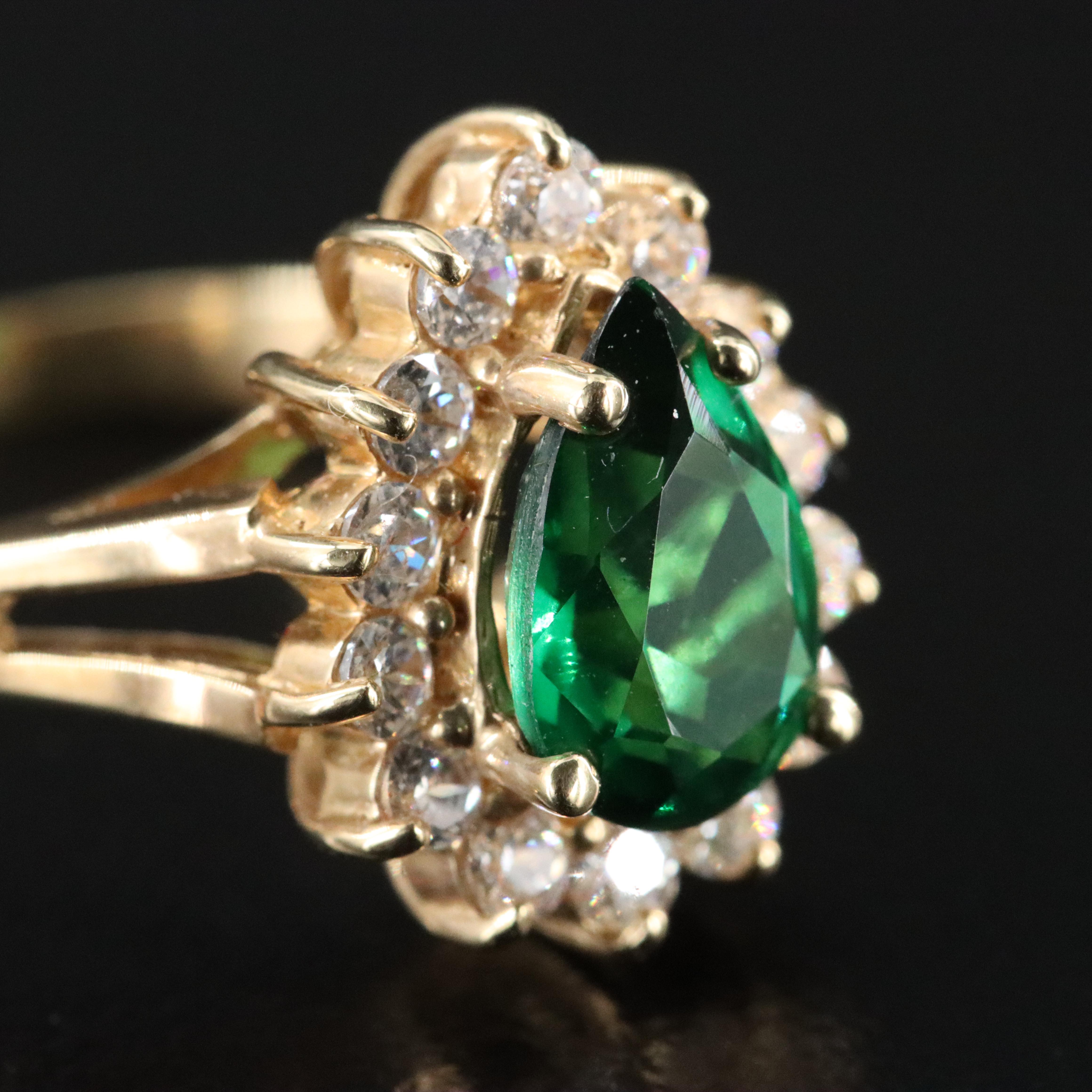 14K Topaz Triplet and CZ Ring