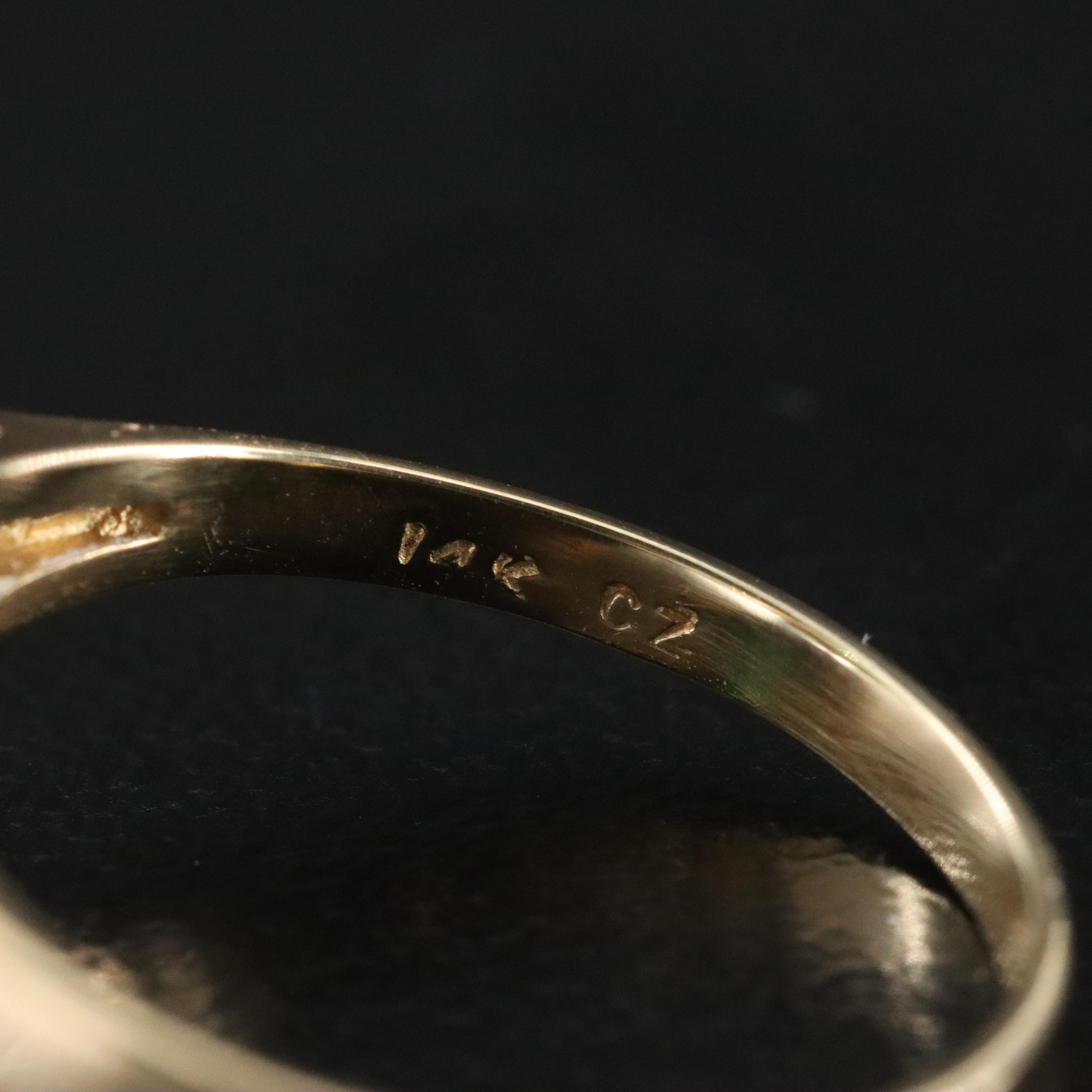 14K Topaz Triplet and CZ Ring