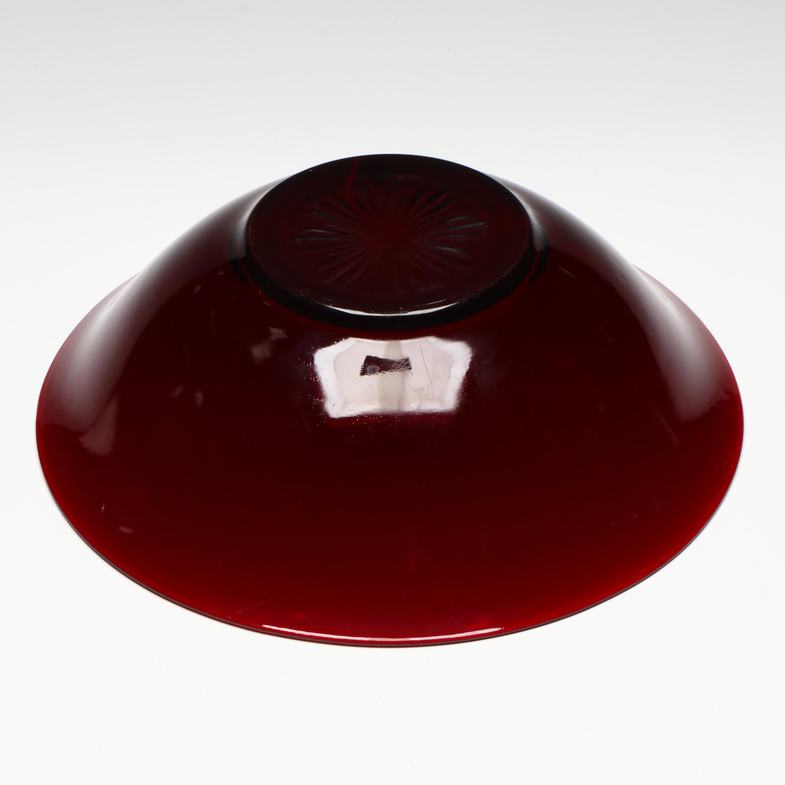 Open Hand Pin Dish and Other Milk Glass Serveware with Red Glass Centerpiece
