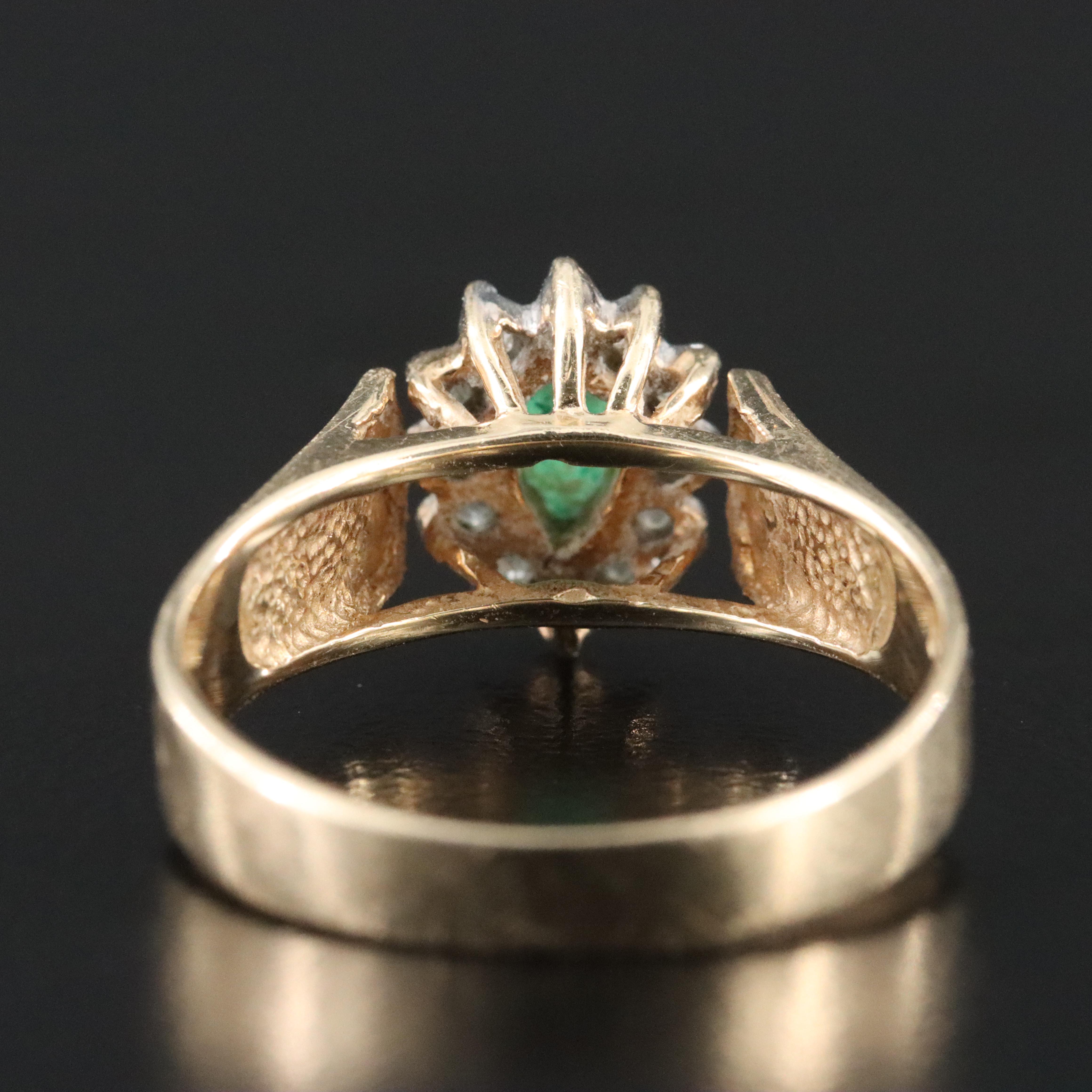 10K Emerald and Diamond Halo Ring