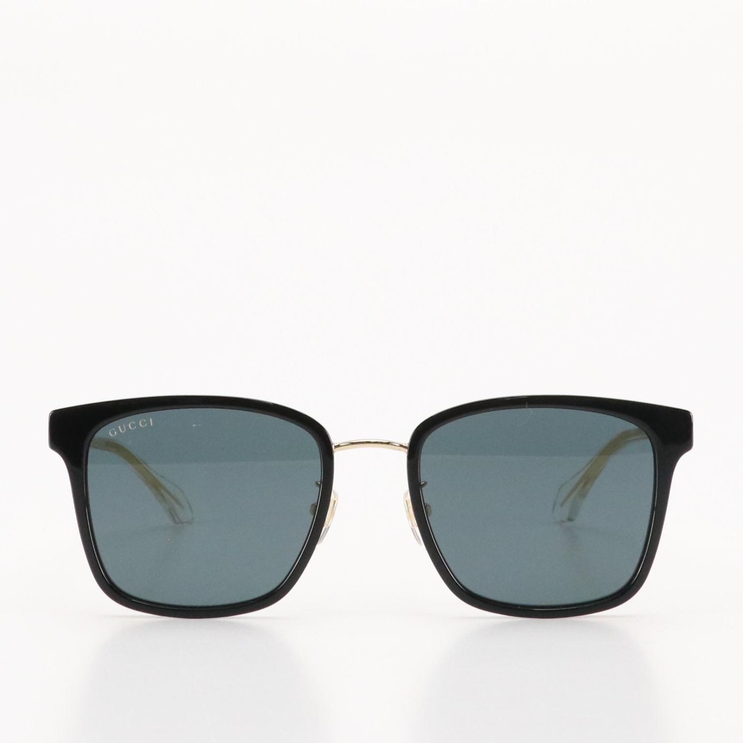 Men's Gucci GG056SKN Black Square Crystal Gray Lens Sunglasses with Case