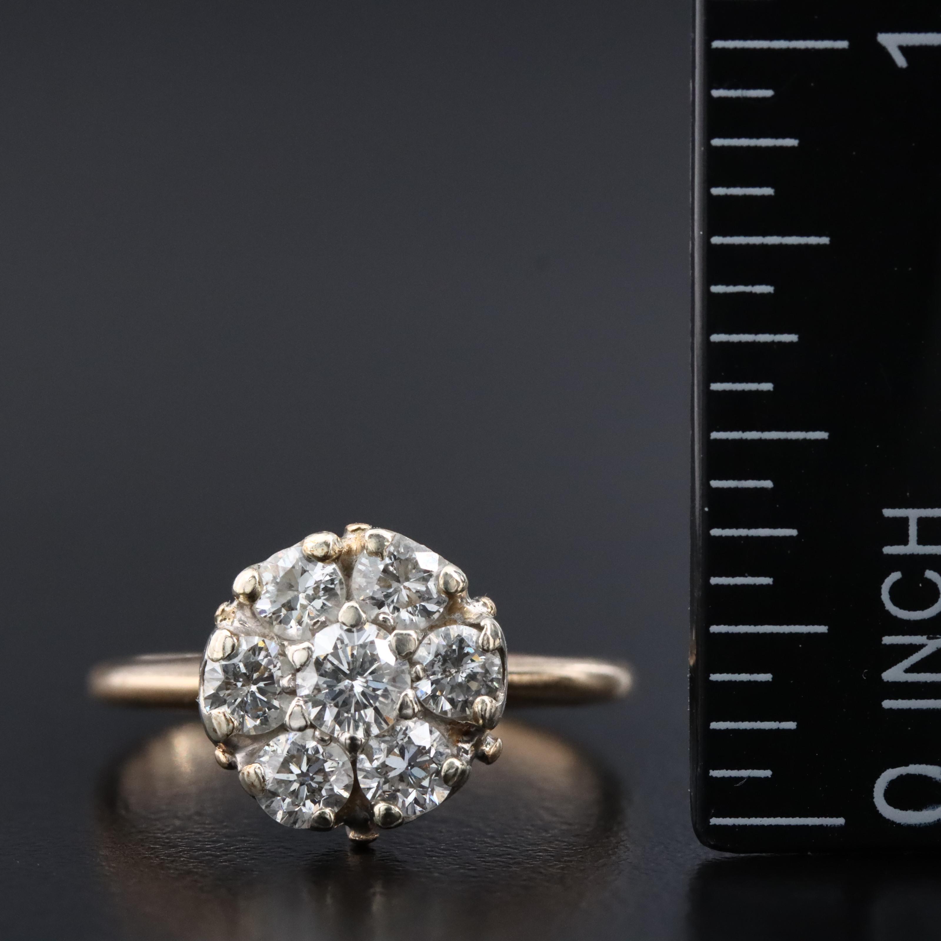 14K 0.90 CTW Diamond Cluster Ring