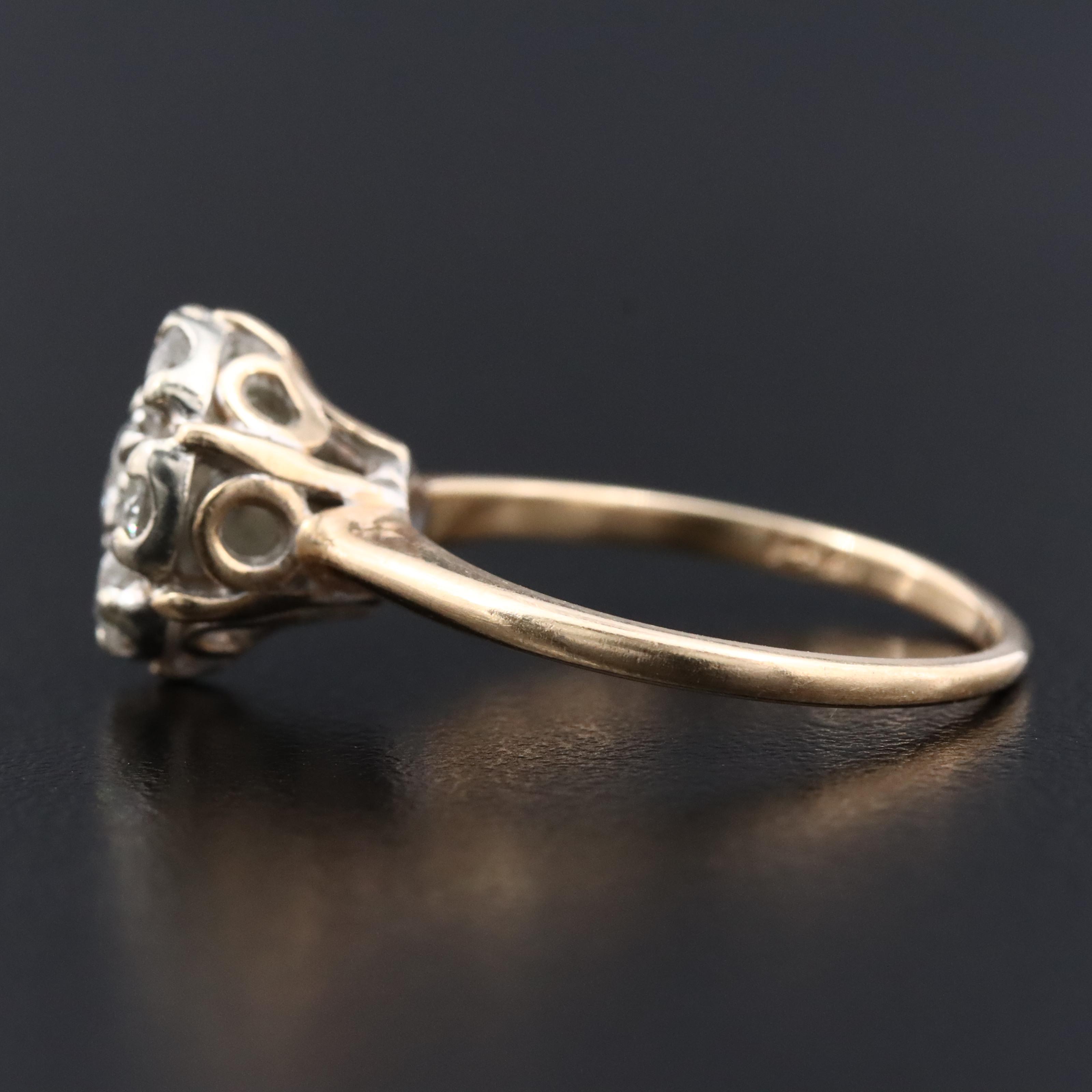 14K 0.90 CTW Diamond Cluster Ring