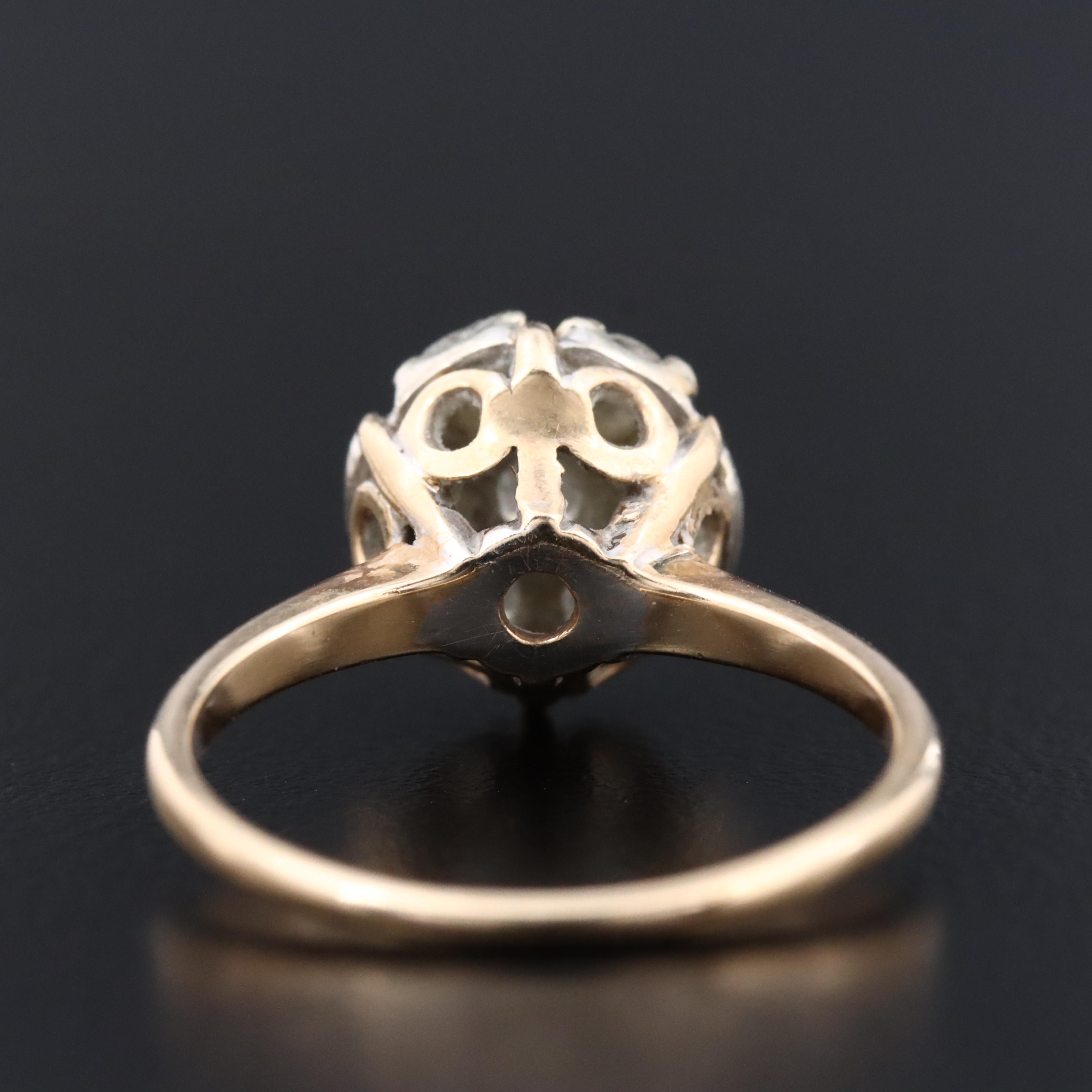 14K 0.90 CTW Diamond Cluster Ring