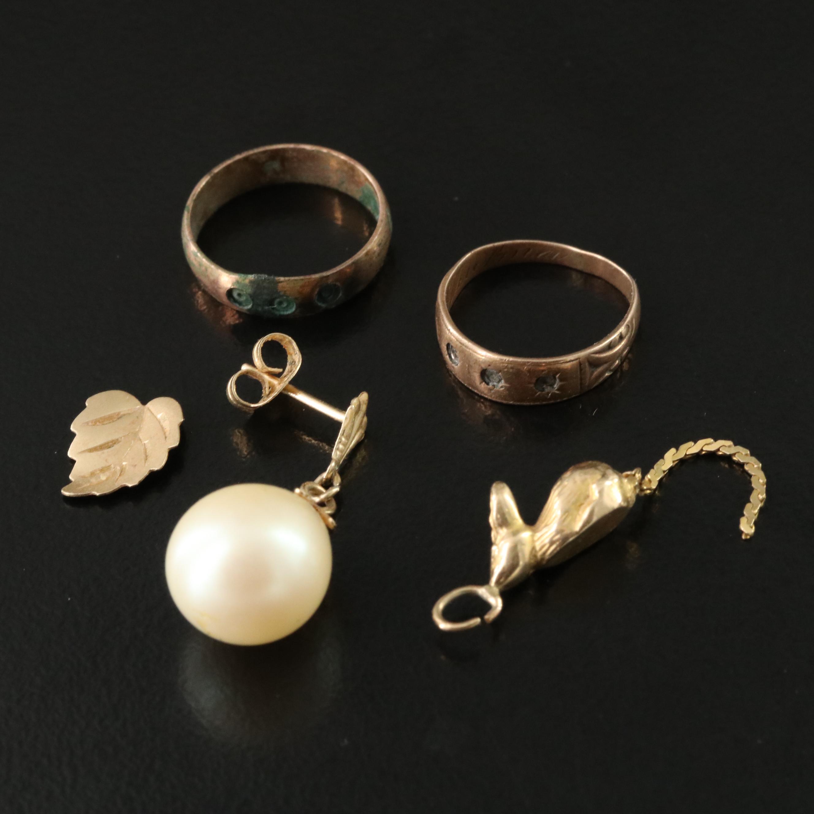 Scrap Jewelry with 14K, 10K and Imitation Pearl