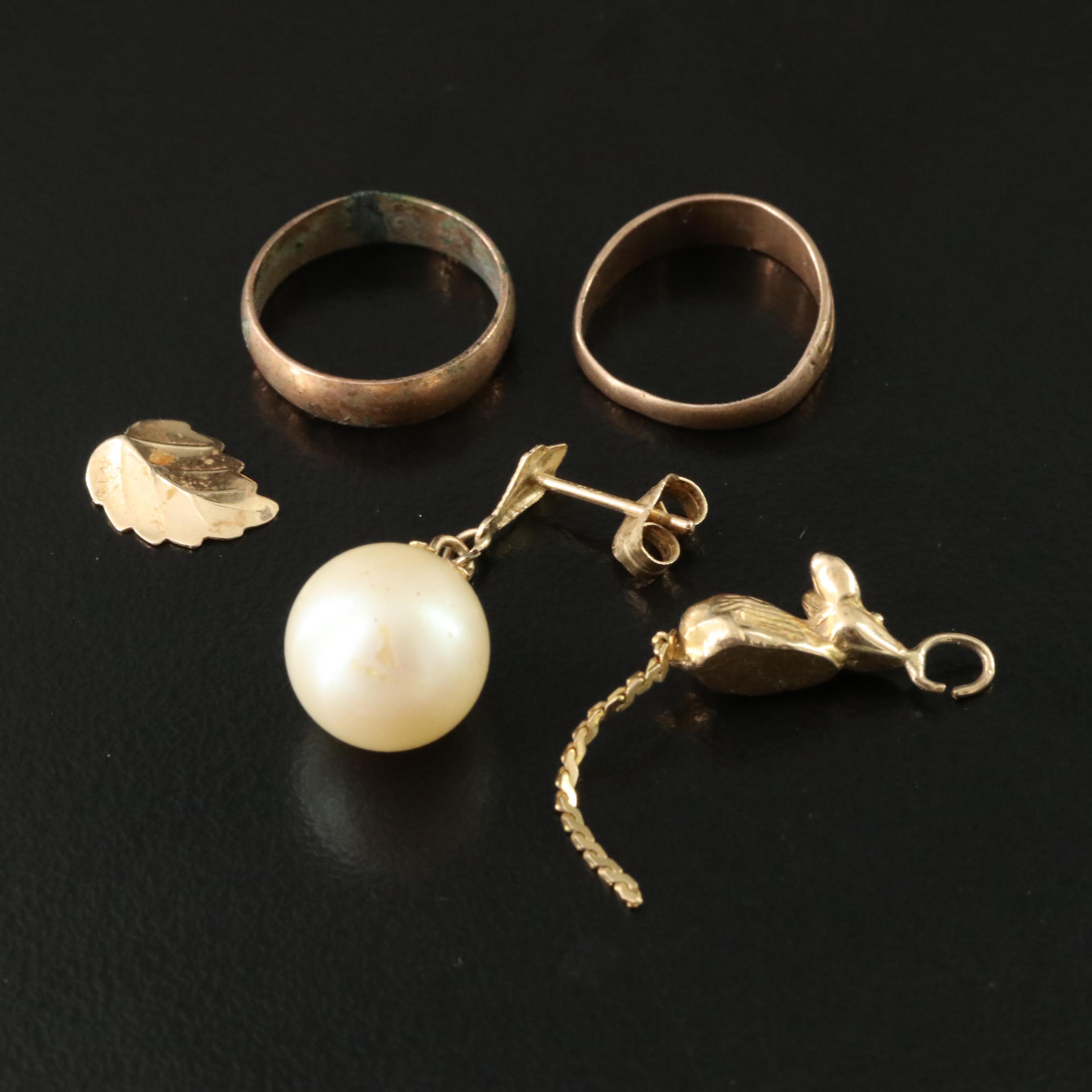 Scrap Jewelry with 14K, 10K and Imitation Pearl