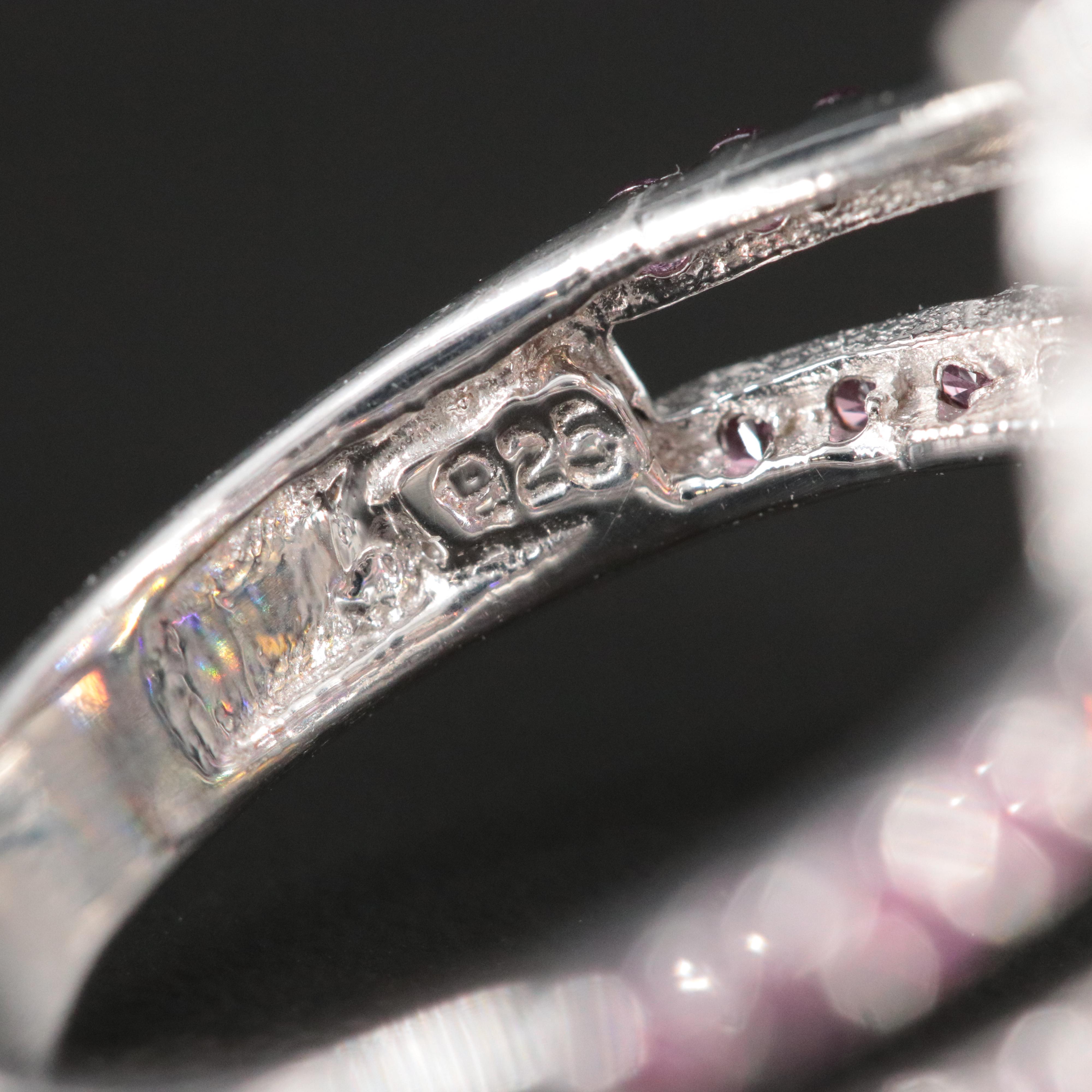 Sterling Opal, Amethyst and Tourmaline Cluster Ring