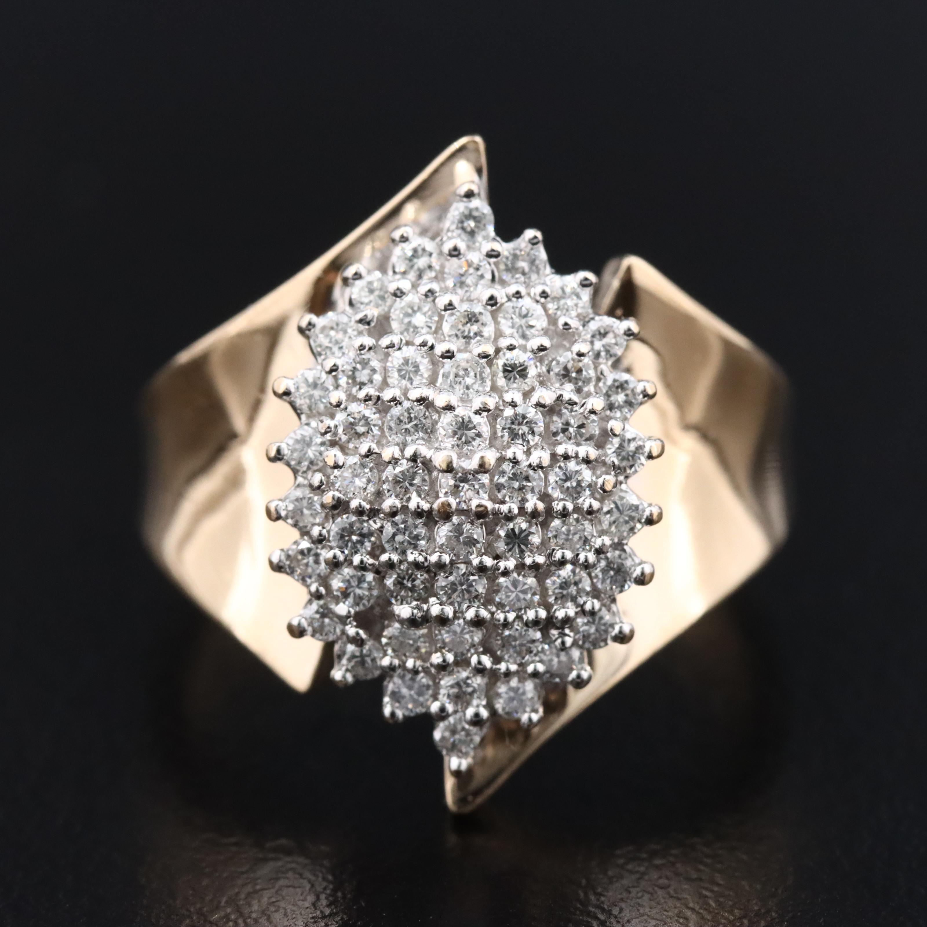 14K 0.55 CTW Diamond Cluster Ring