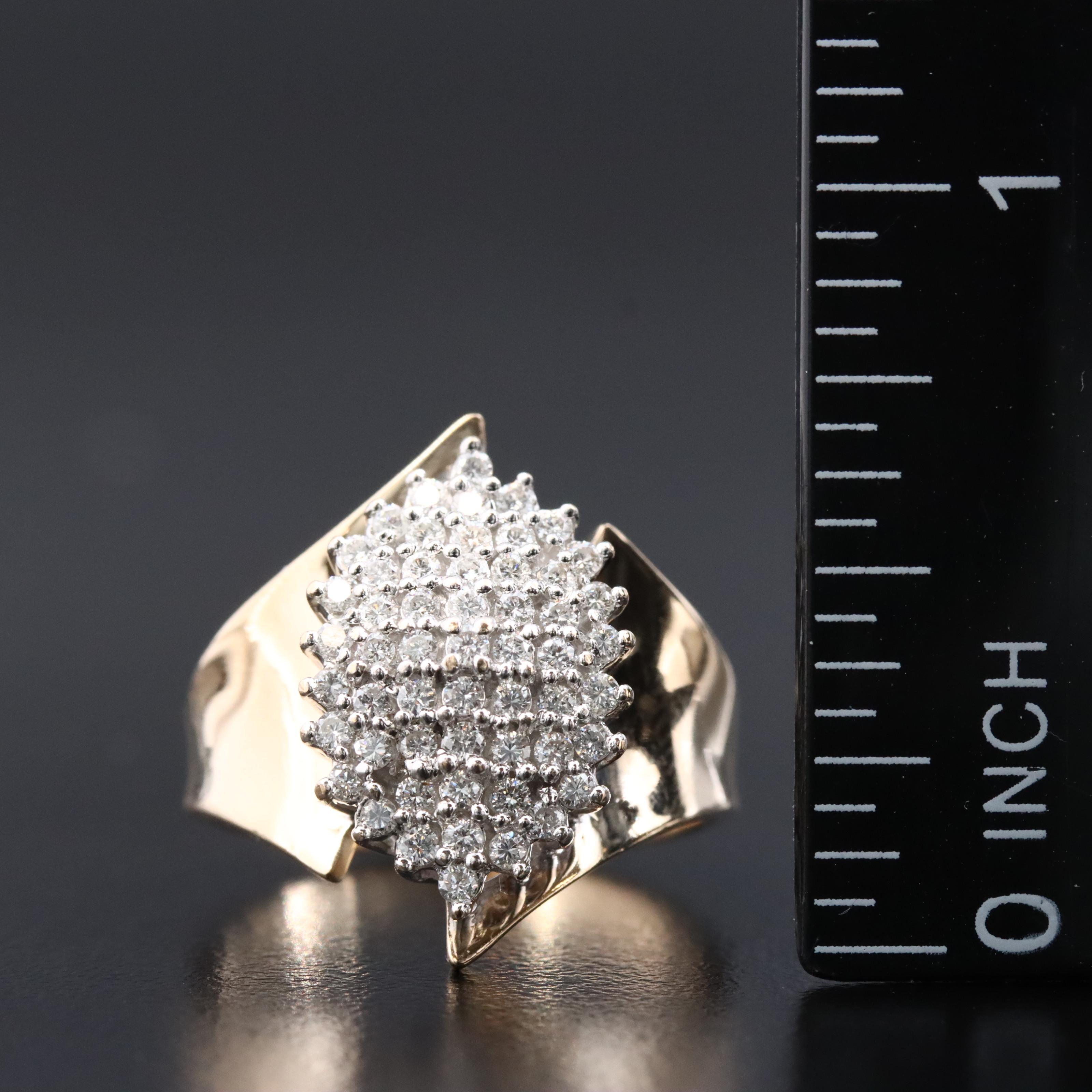 14K 0.55 CTW Diamond Cluster Ring