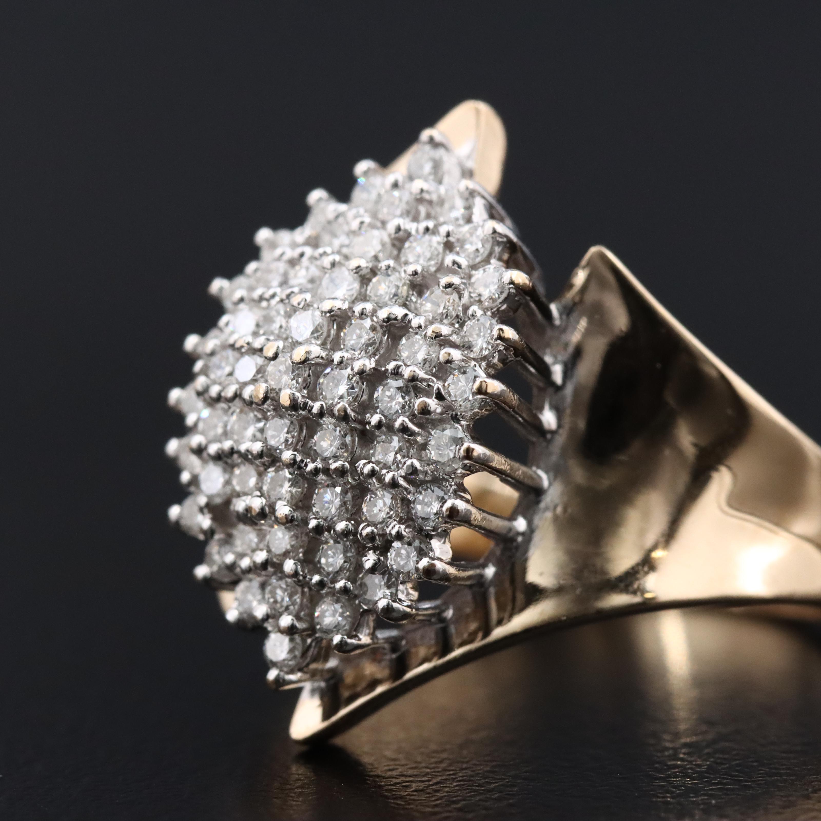14K 0.55 CTW Diamond Cluster Ring