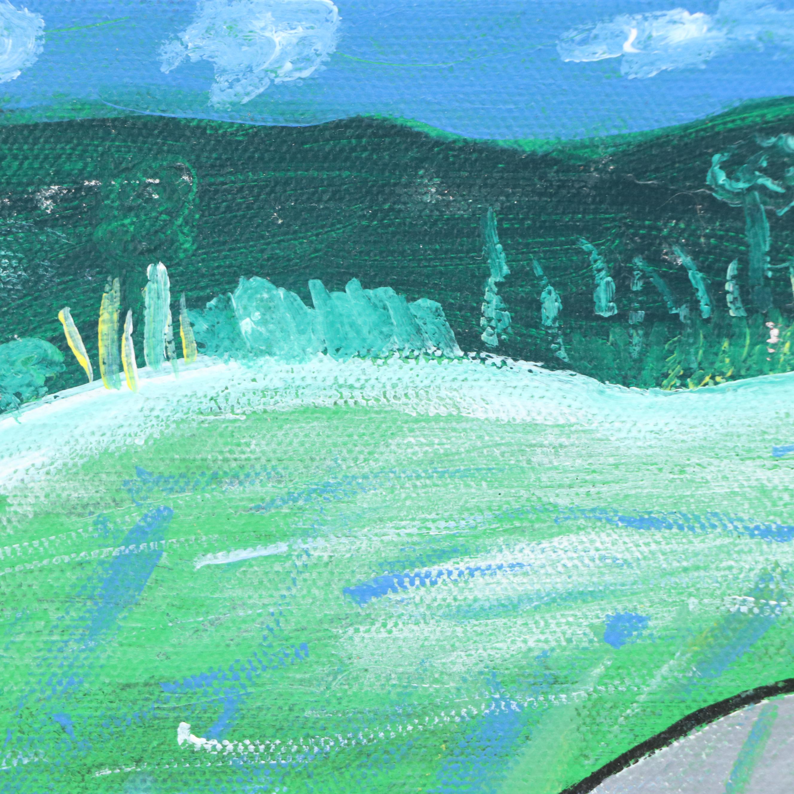 Kay Creek Stylized Acrylic Painting of Manatees, 21st Century