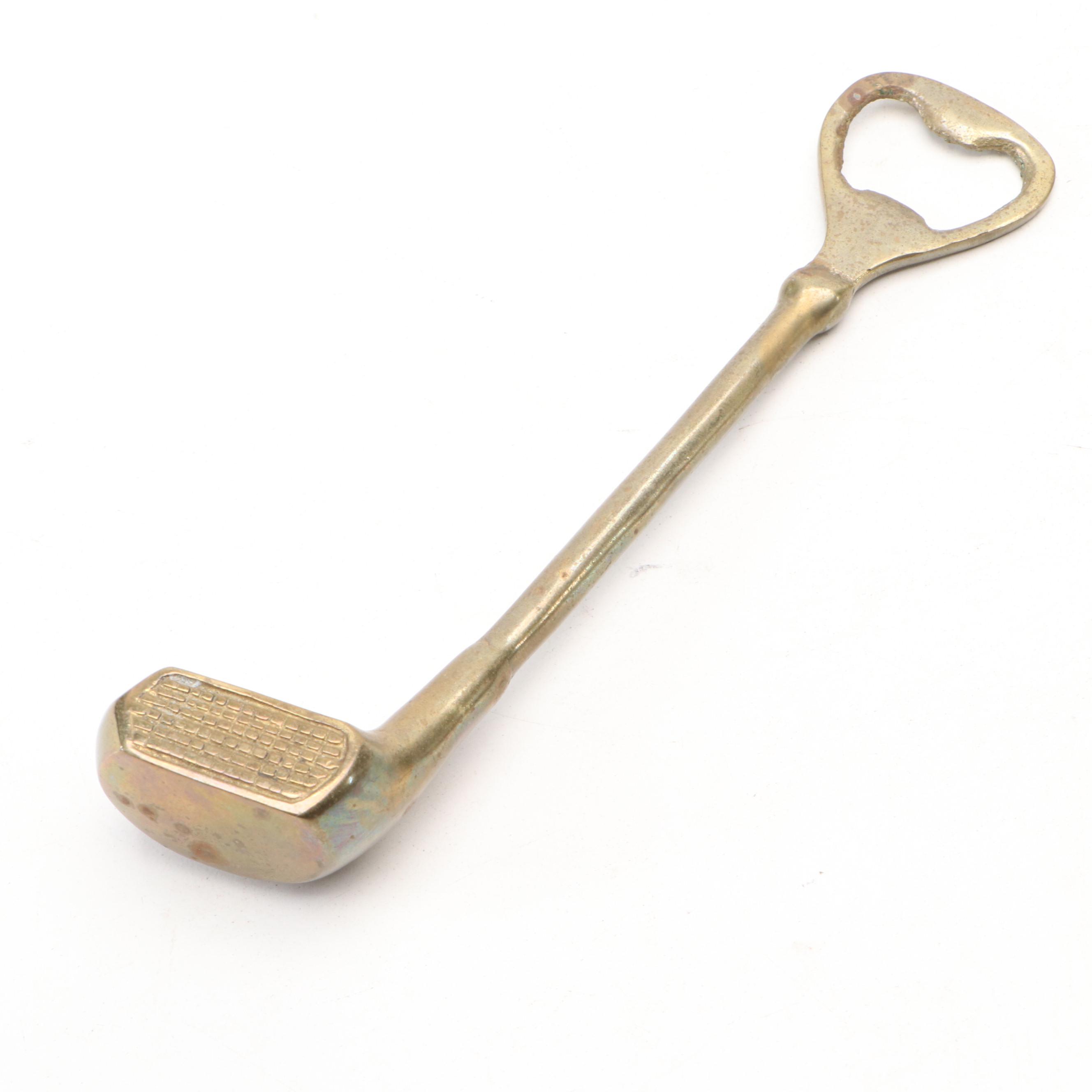 Ski Boot Table Lighter with Brass Golf Club Bottle Opener, Rock Creek Figure