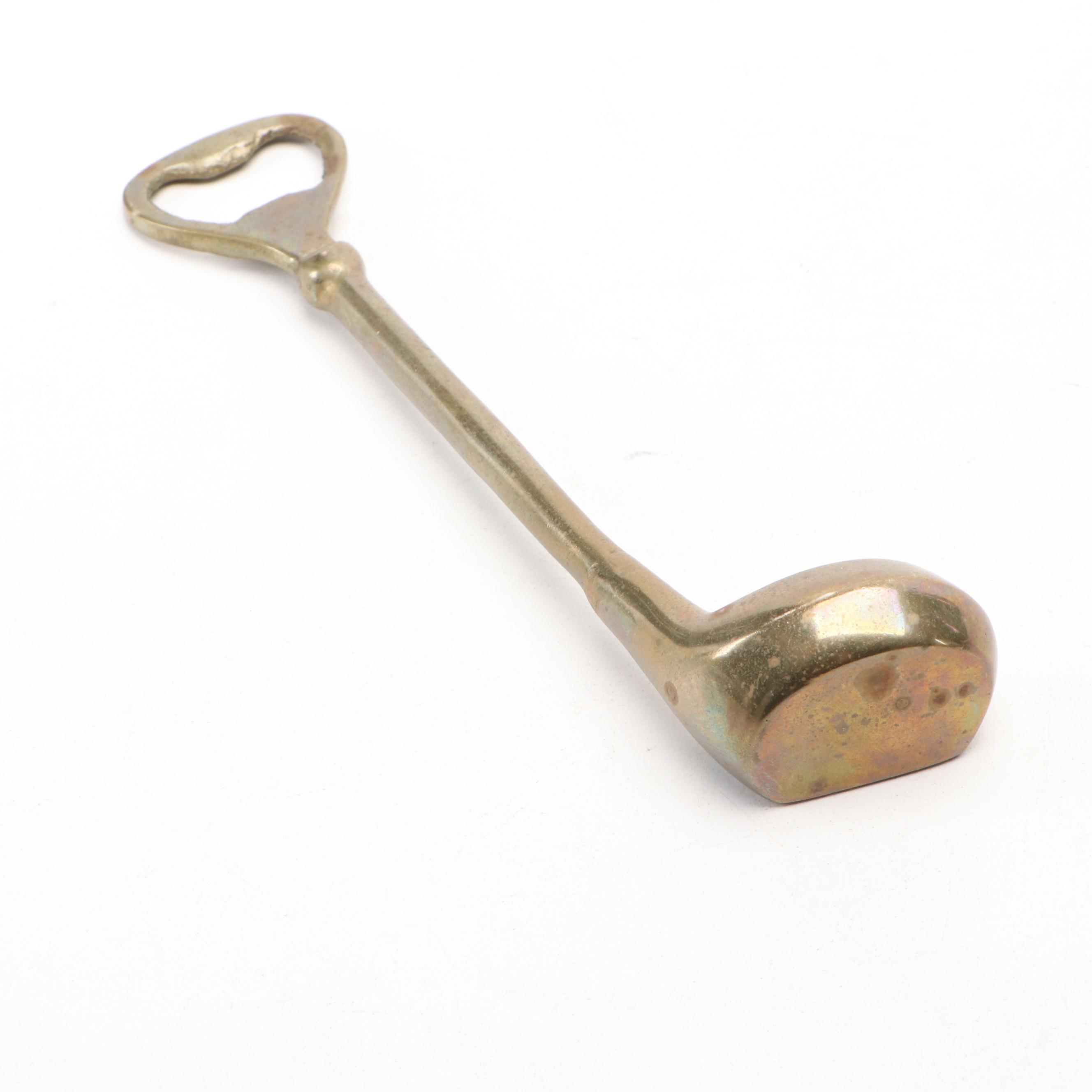 Ski Boot Table Lighter with Brass Golf Club Bottle Opener, Rock Creek Figure