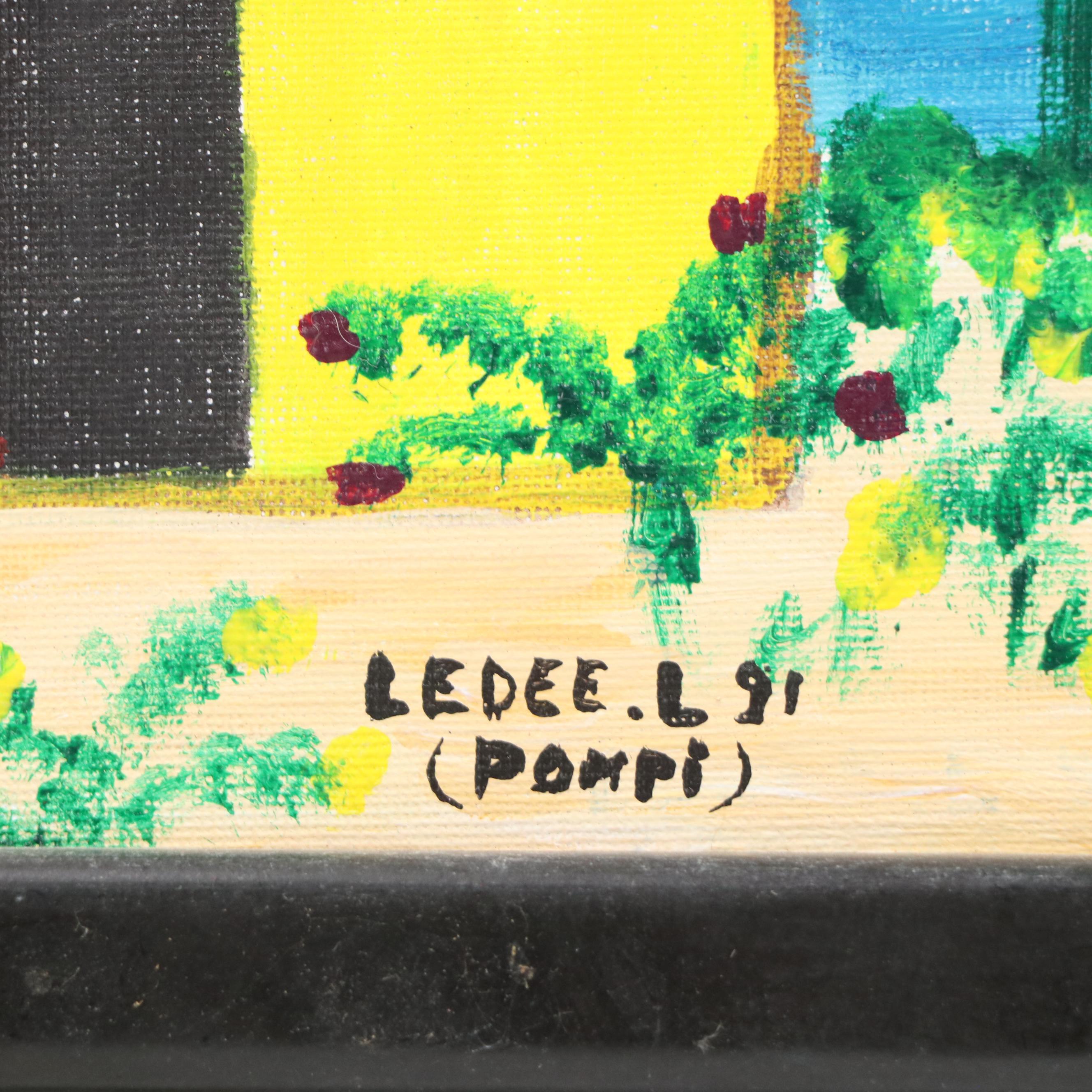 Lédée-Louis Pompi Residential Coastal Landscape Acrylic Painting, 1991