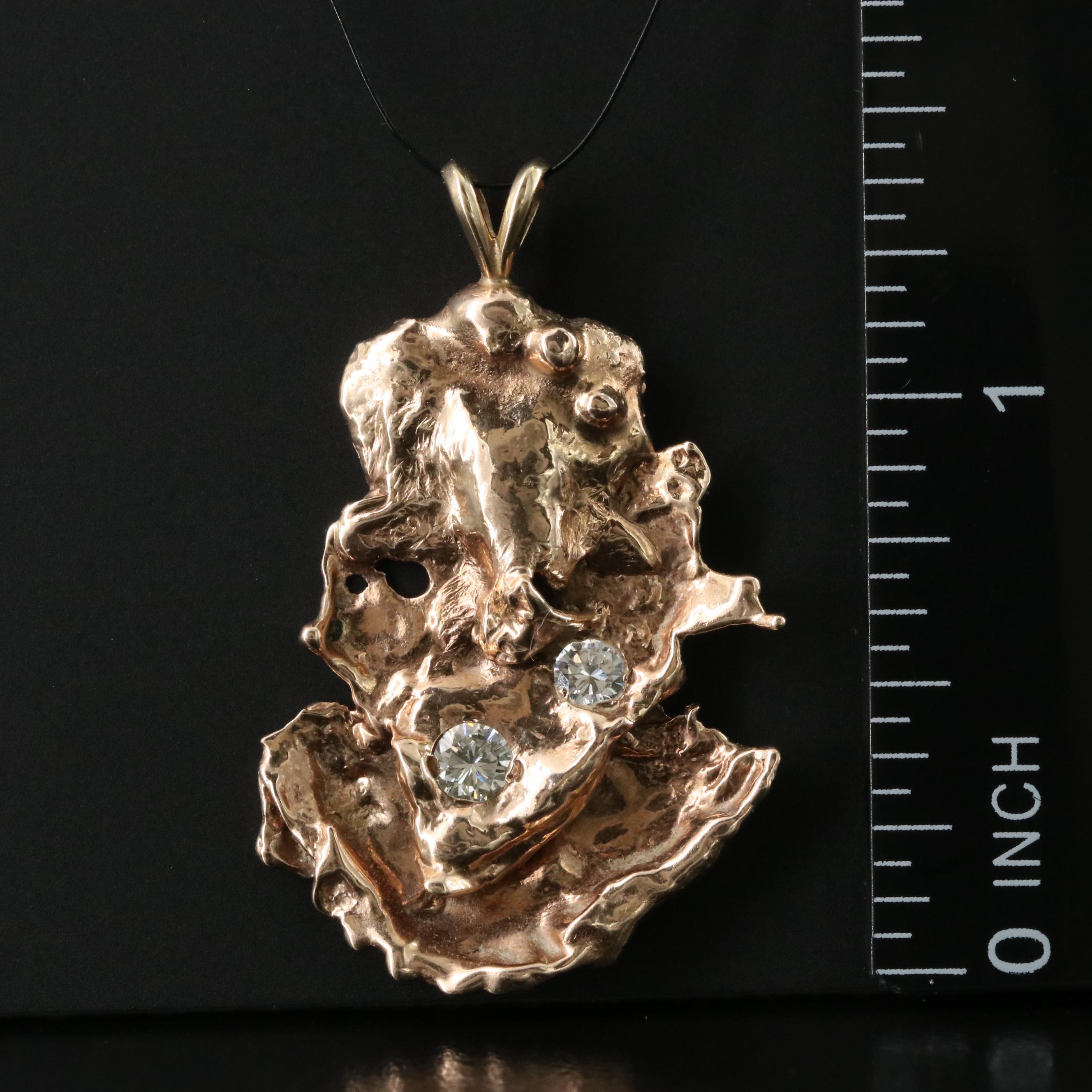 10K 0.29 CTW Diamond Nugget Pendant with 14K Bail