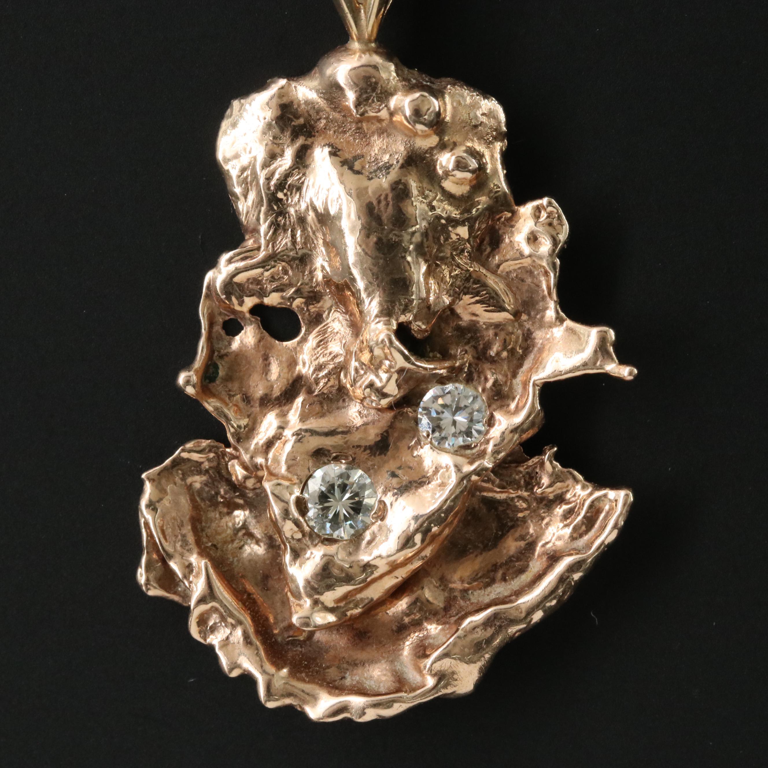 10K 0.29 CTW Diamond Nugget Pendant with 14K Bail