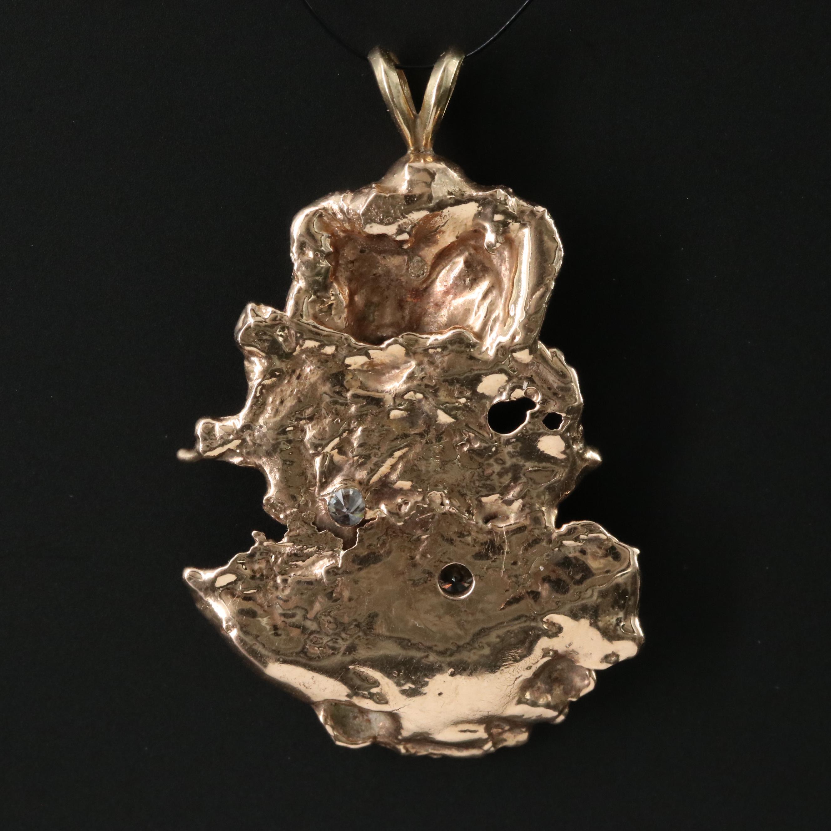 10K 0.29 CTW Diamond Nugget Pendant with 14K Bail