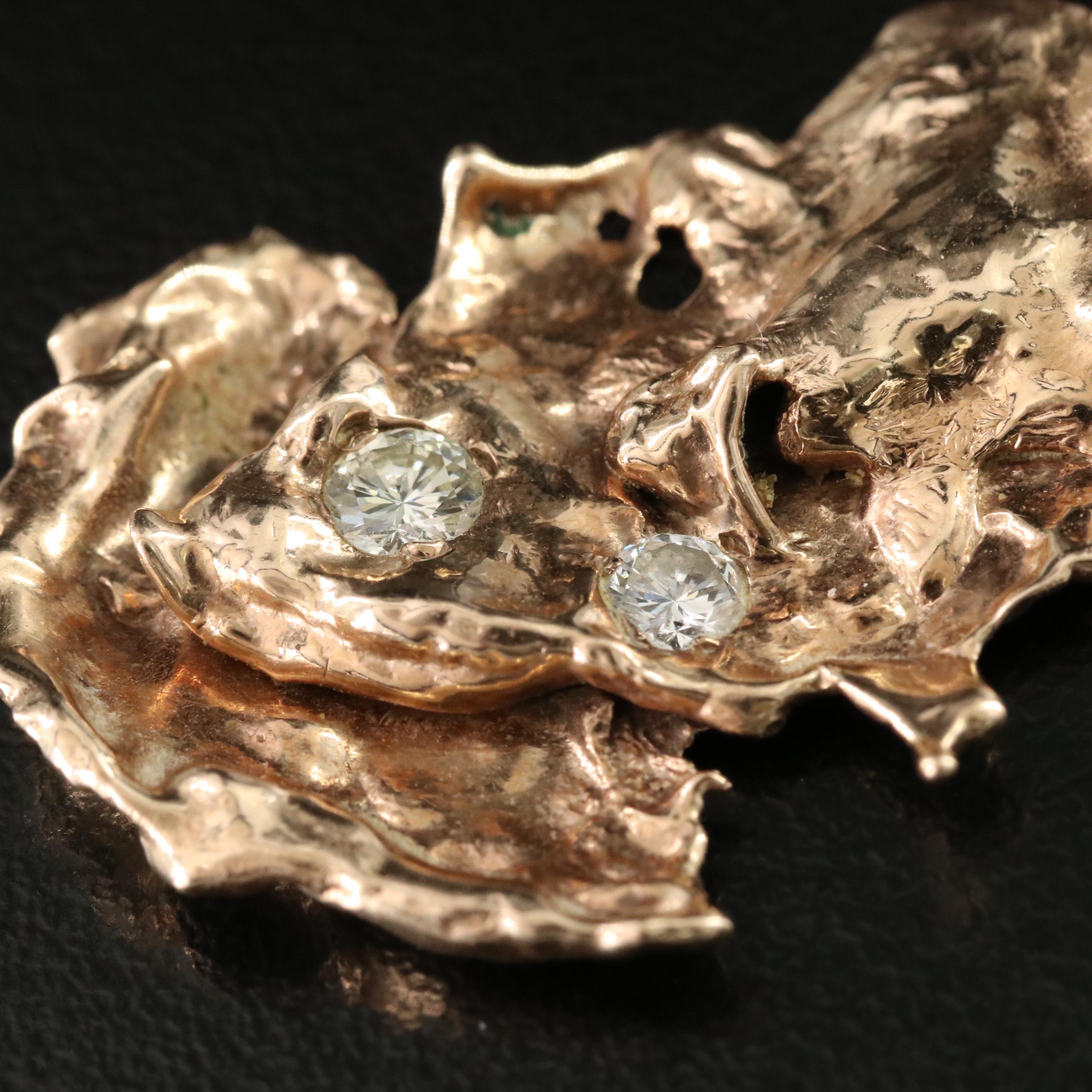 10K 0.29 CTW Diamond Nugget Pendant with 14K Bail