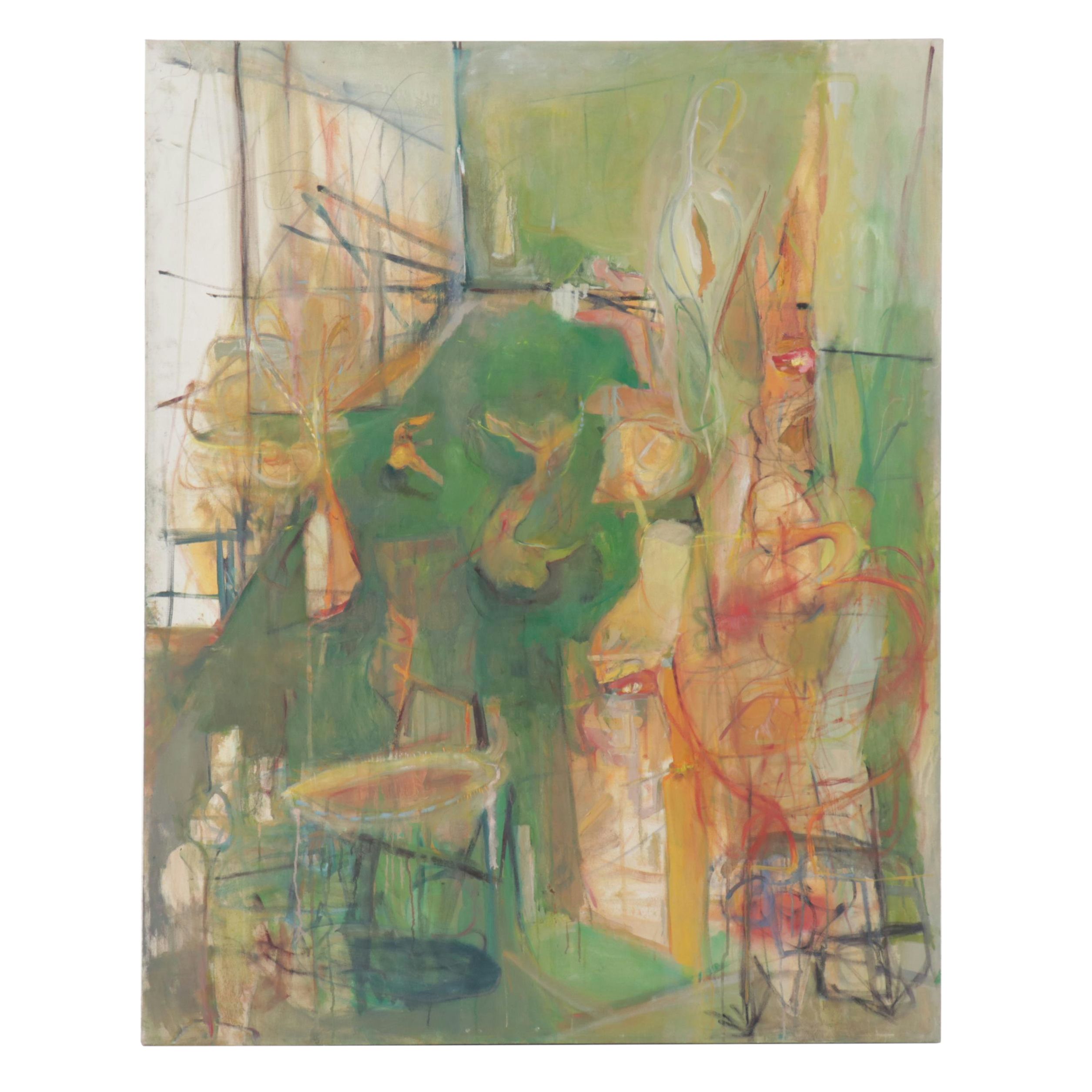 Large-Scale Abstract Oil Painting, Late 20th Century