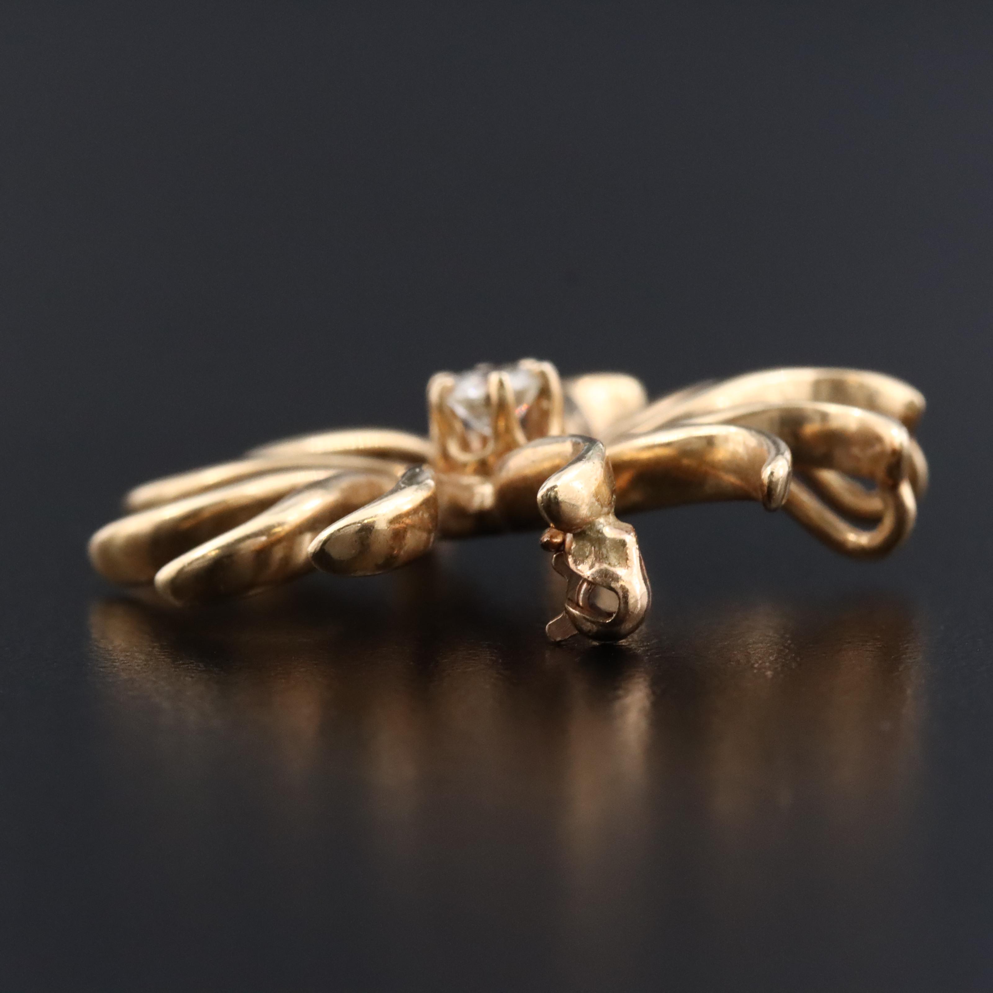 14K 0.22 CT Diamond Sunburst Brooch