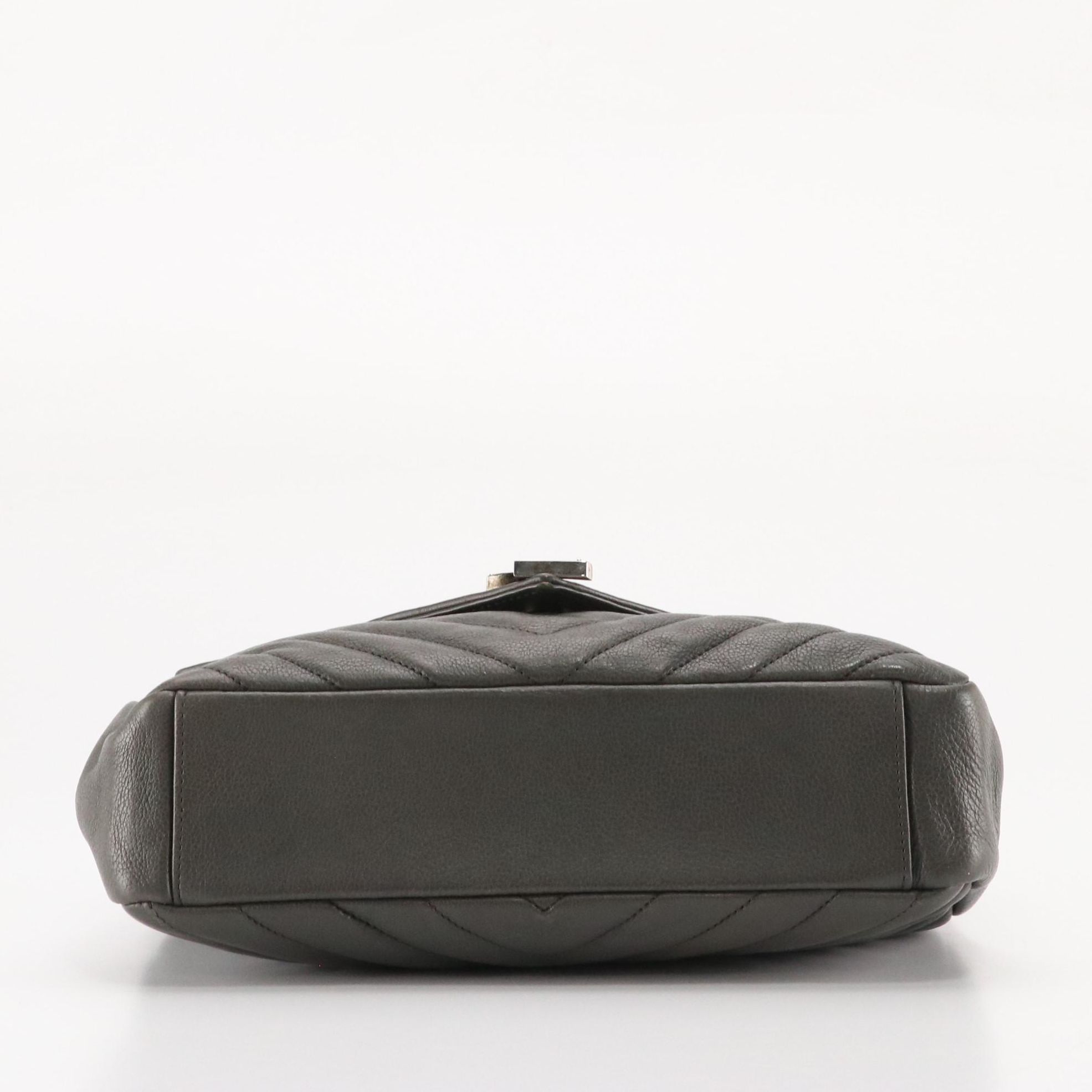 Saint Laurent College Two-Way Bag in Cool Grey Chevron Matelassé Leather