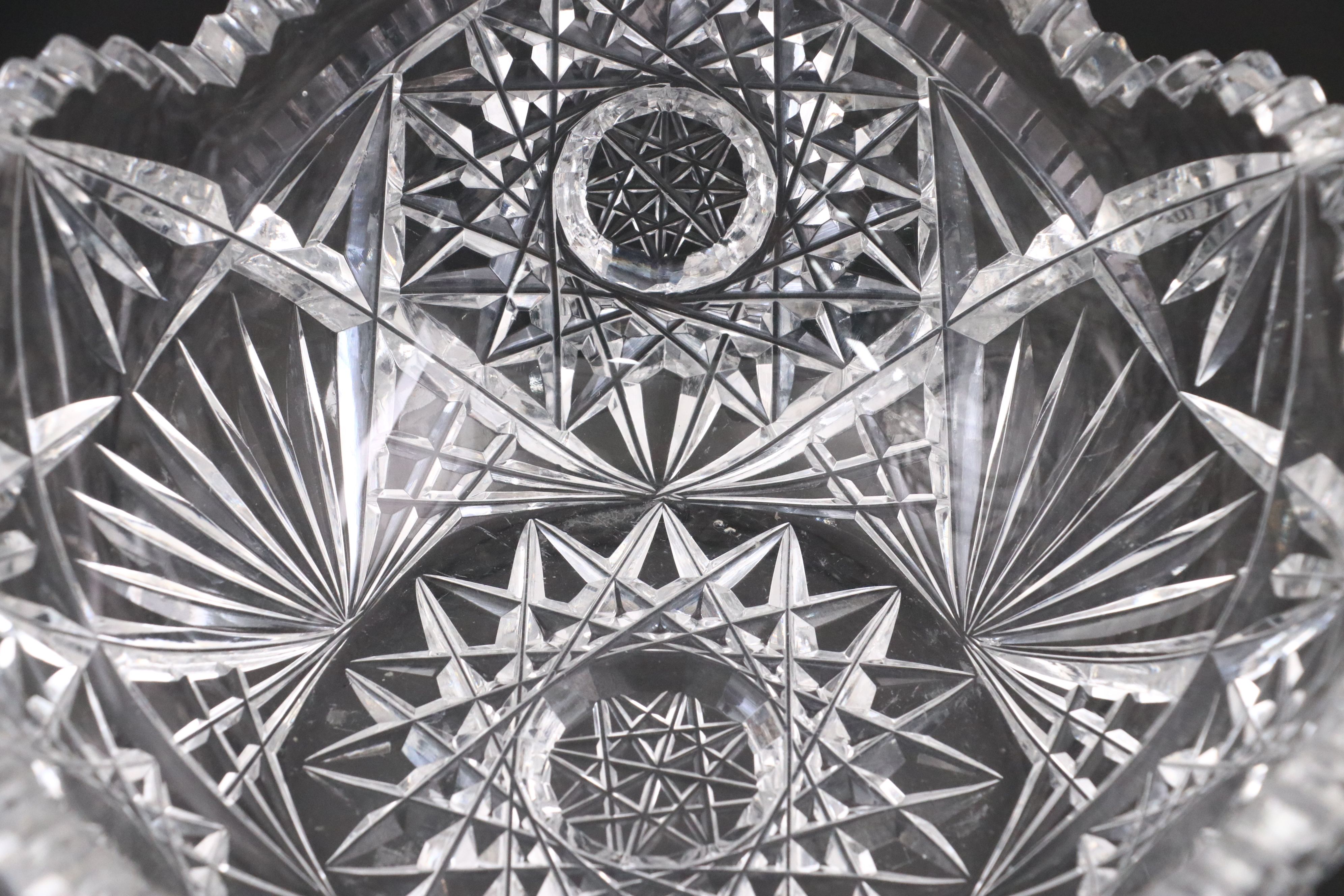 Diamond and Star Crystal Cut Footed Bowl with Other Table Accessories