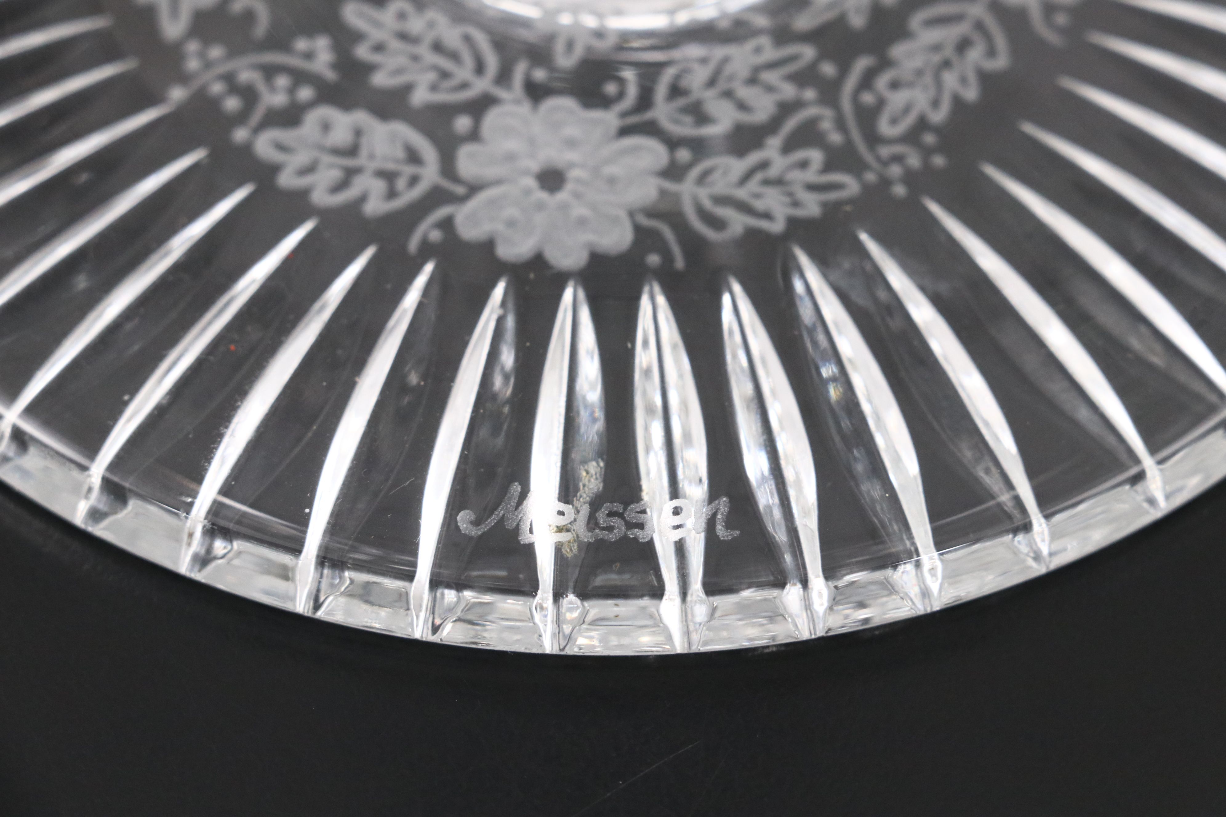 Diamond and Star Crystal Cut Footed Bowl with Other Table Accessories