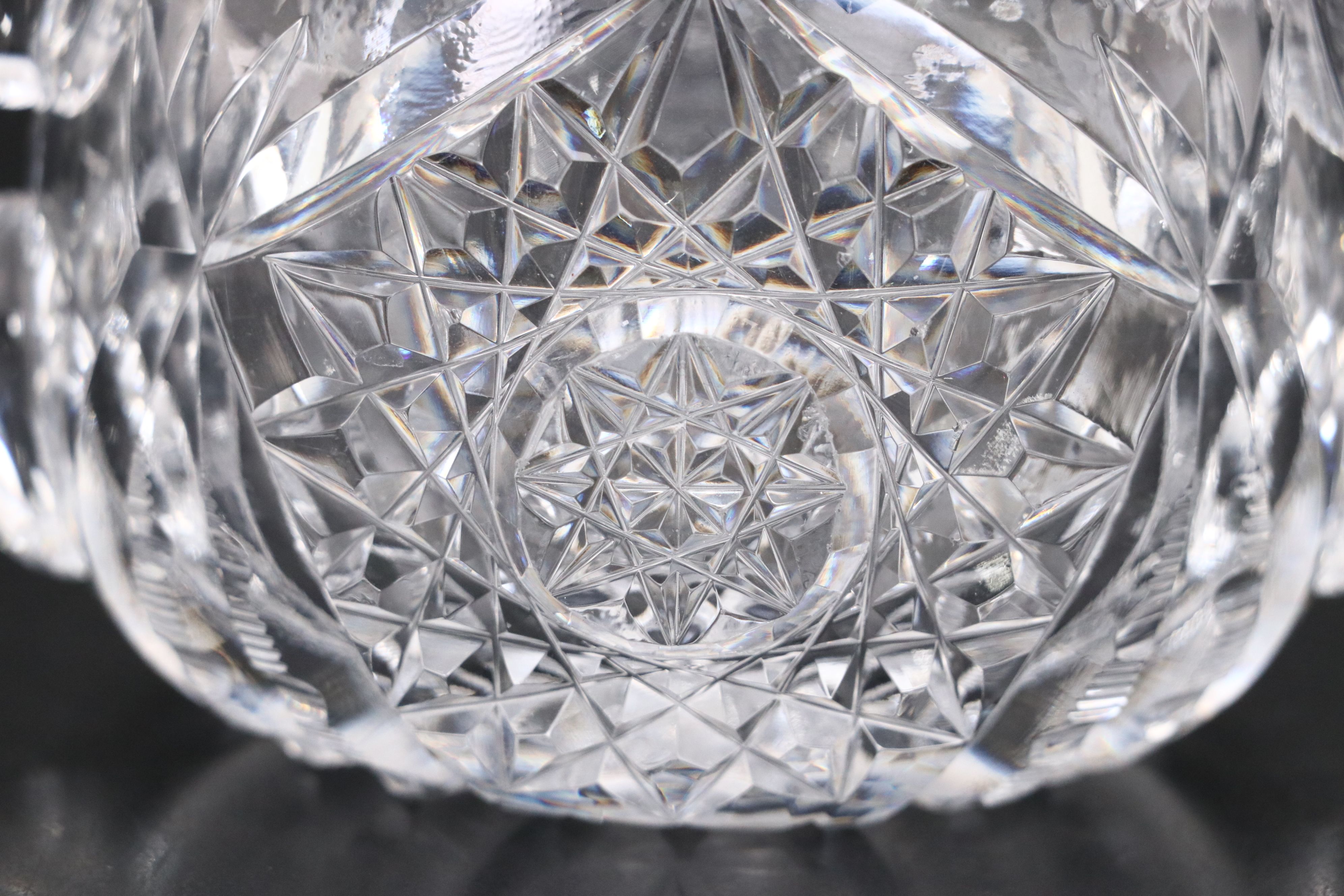 Diamond and Star Crystal Cut Footed Bowl with Other Table Accessories