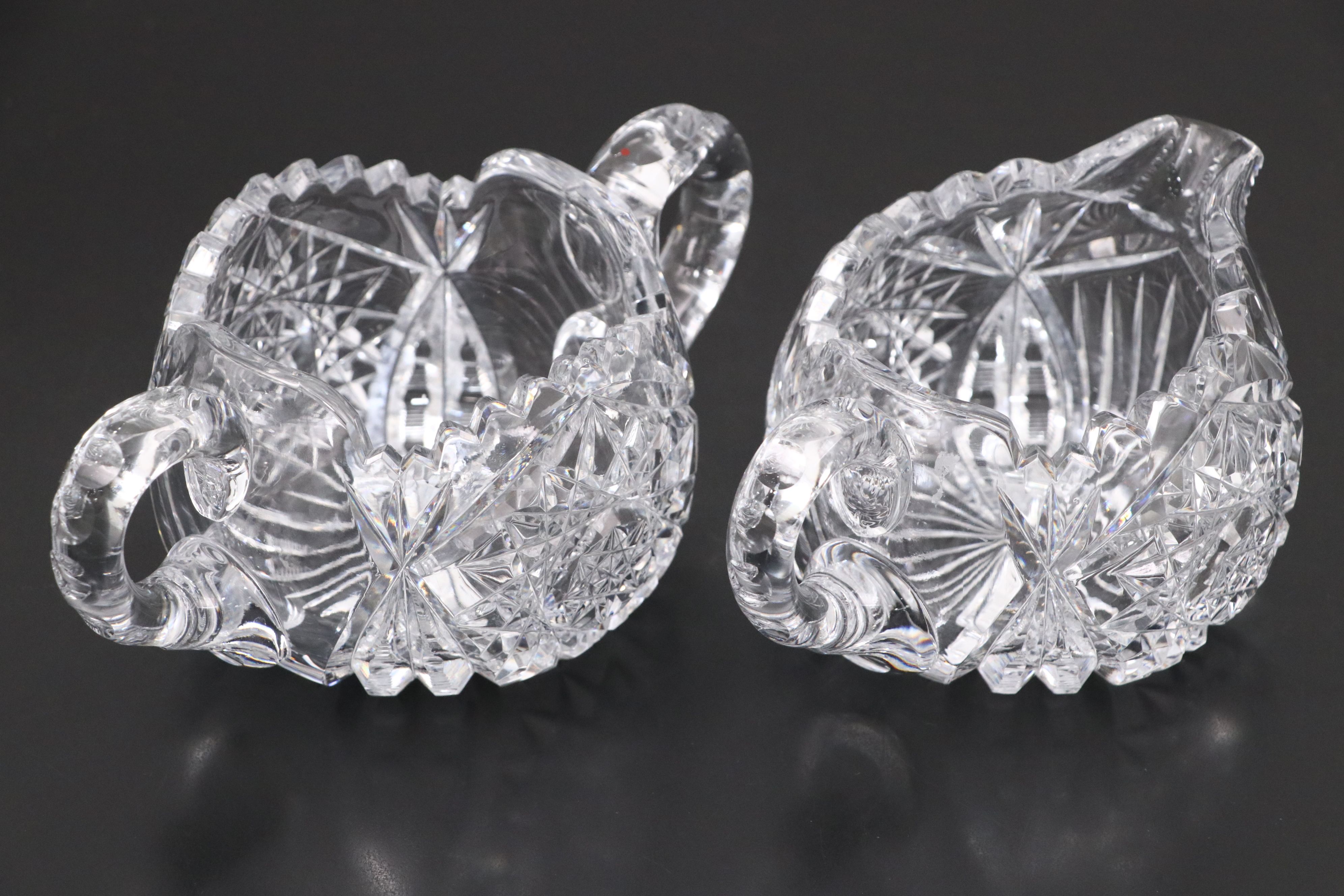 Diamond and Star Crystal Cut Footed Bowl with Other Table Accessories