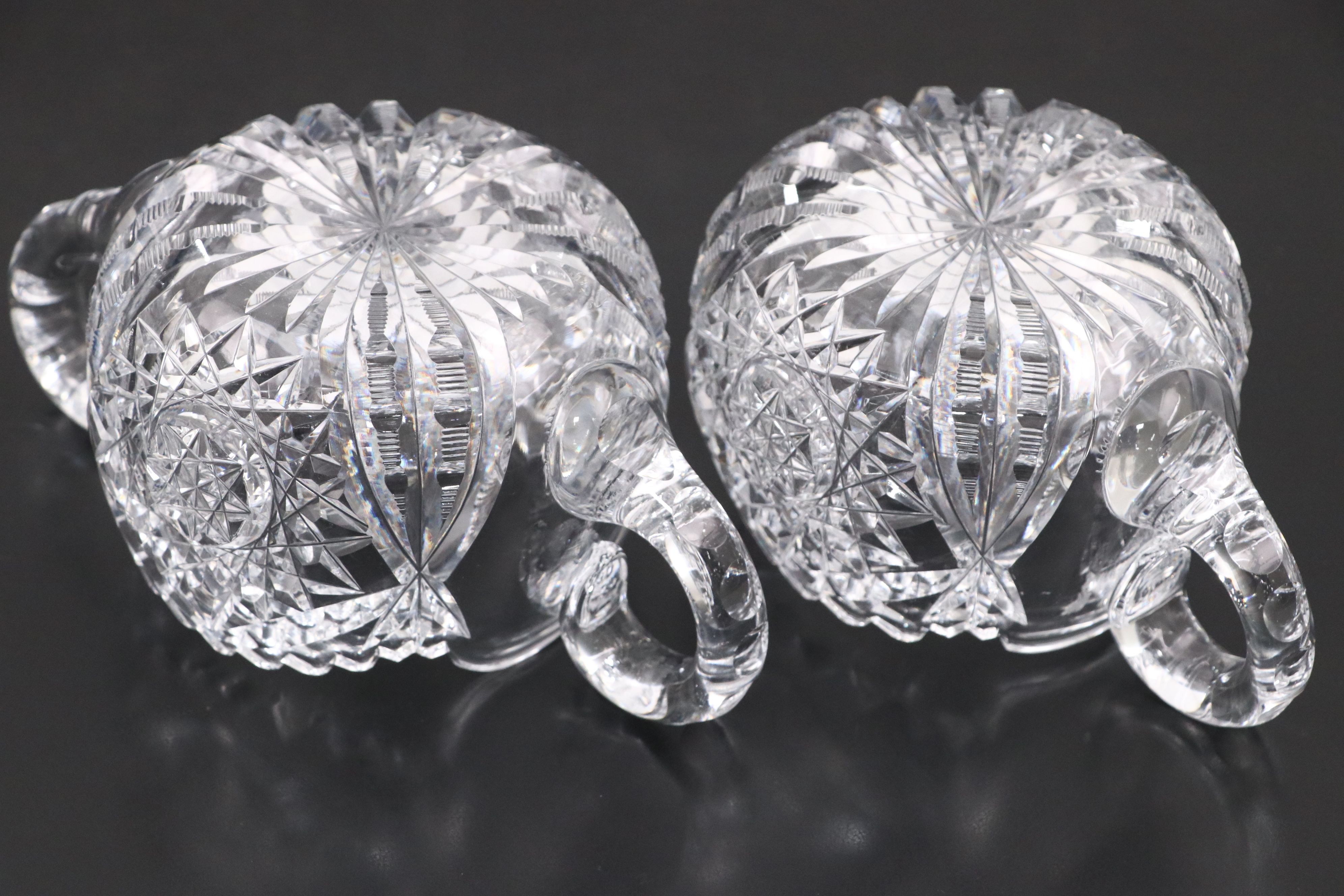 Diamond and Star Crystal Cut Footed Bowl with Other Table Accessories