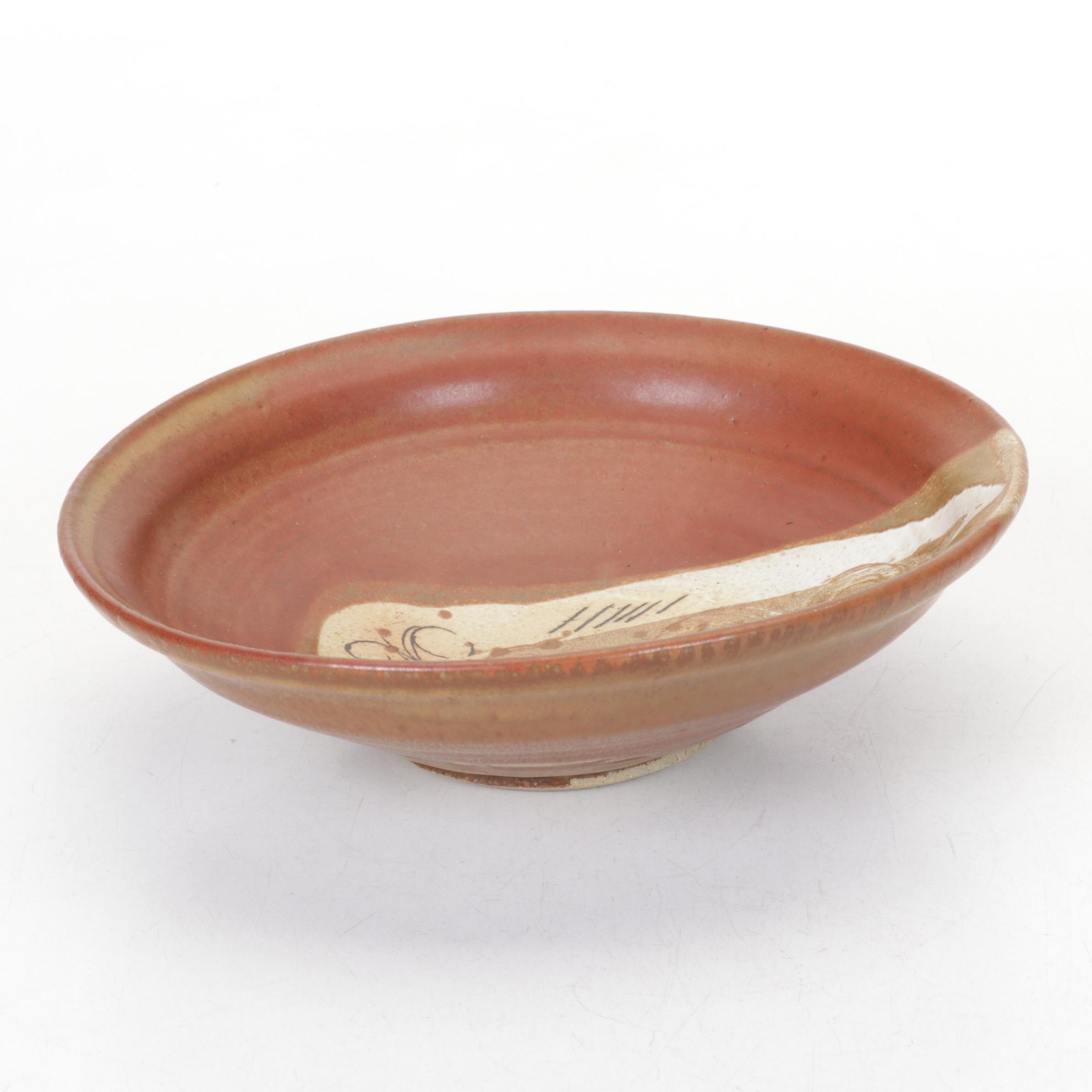 Hand-Thrown Pottery Teapot and Bowl, Late 20th Century