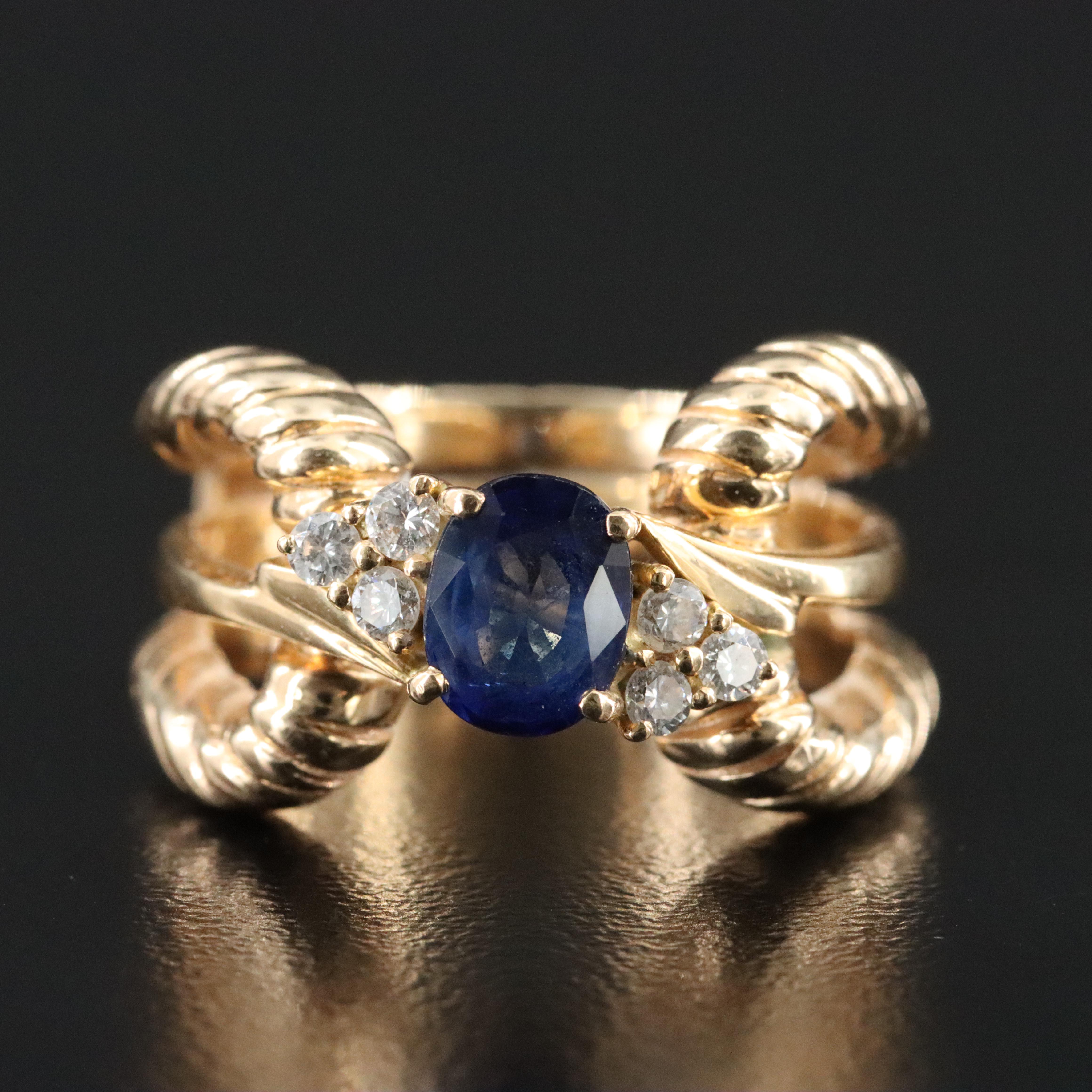18K and 14K 1.02 CT Sapphire and Diamond Ring
