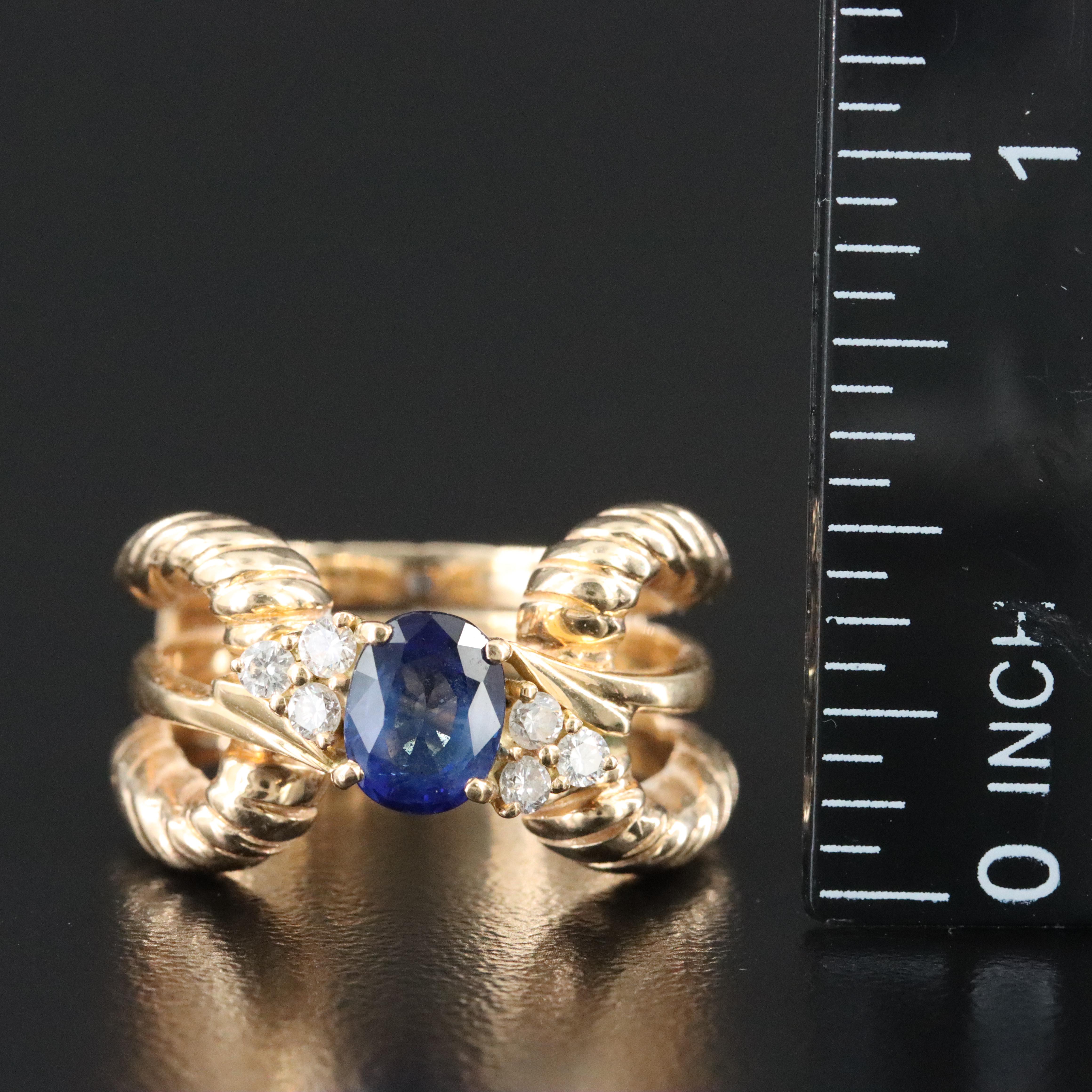 18K and 14K 1.02 CT Sapphire and Diamond Ring