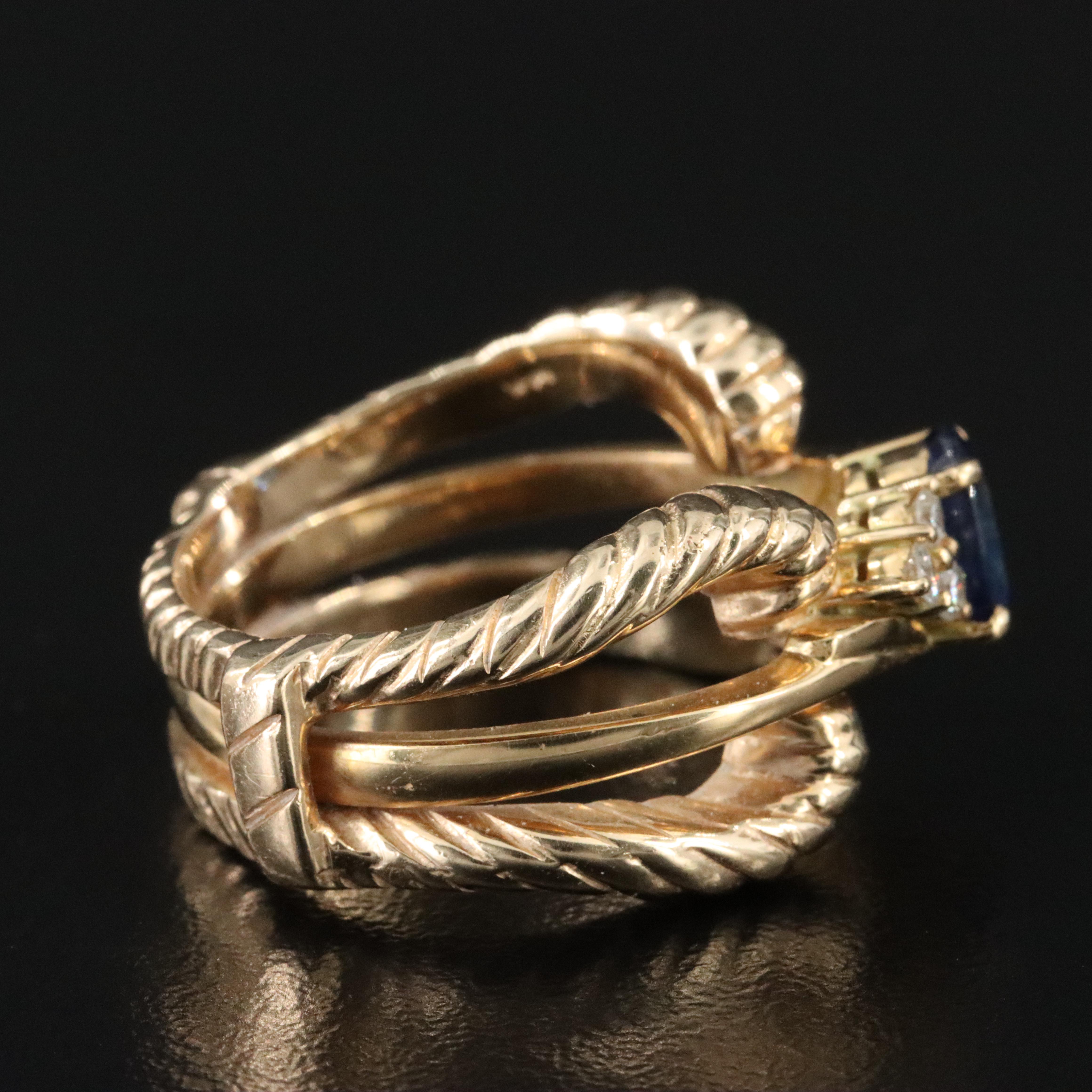 18K and 14K 1.02 CT Sapphire and Diamond Ring