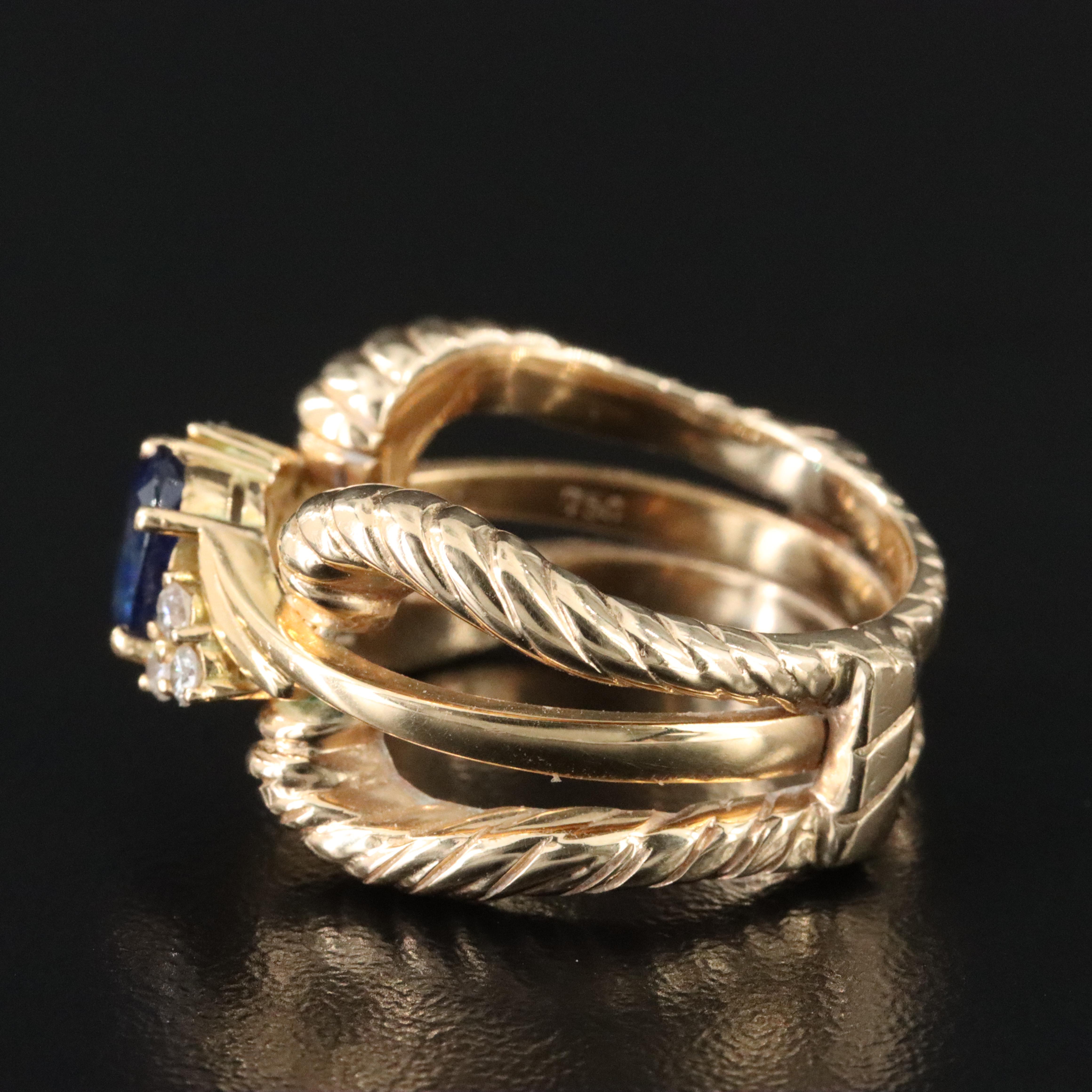 18K and 14K 1.02 CT Sapphire and Diamond Ring