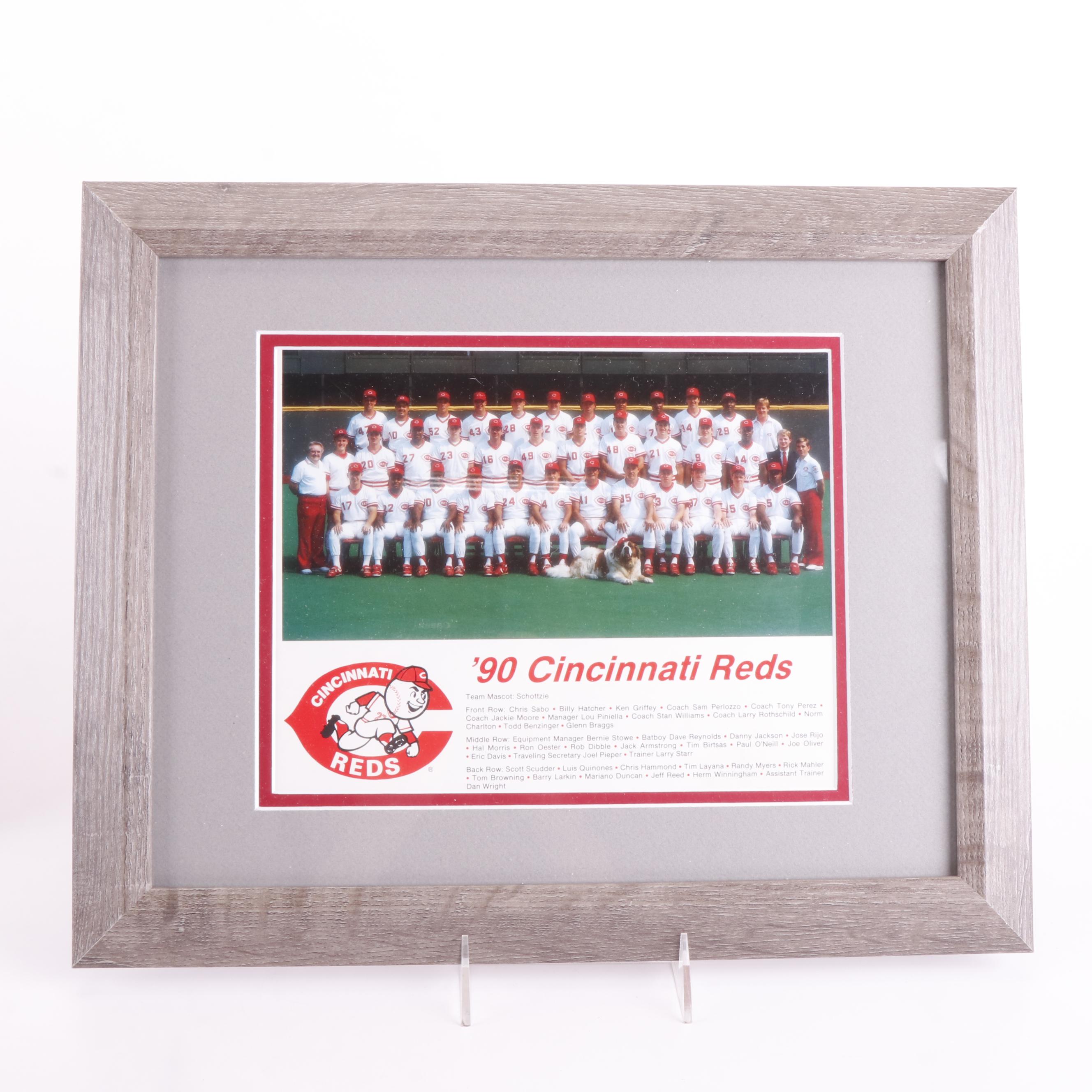 1975, 1976, and 1990 Cincinnati Reds Team Prints in Matted Frames