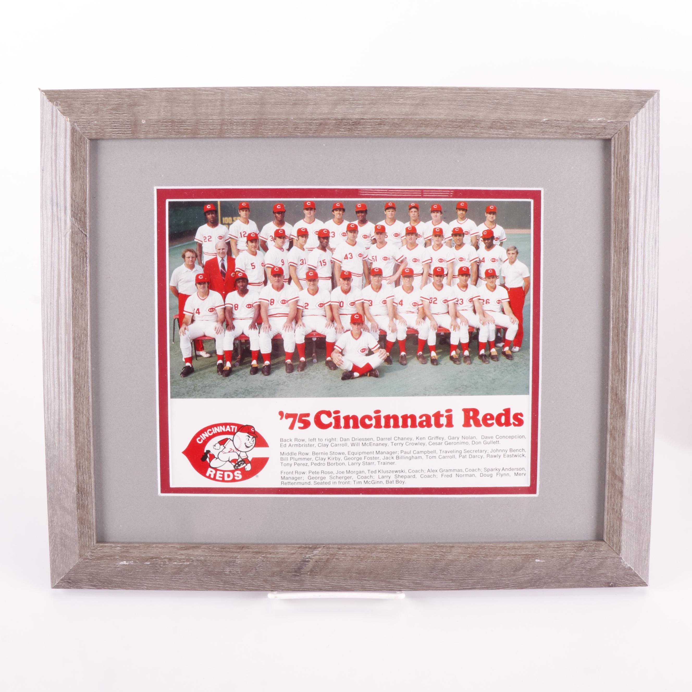 1975, 1976, and 1990 Cincinnati Reds Team Prints in Matted Frames