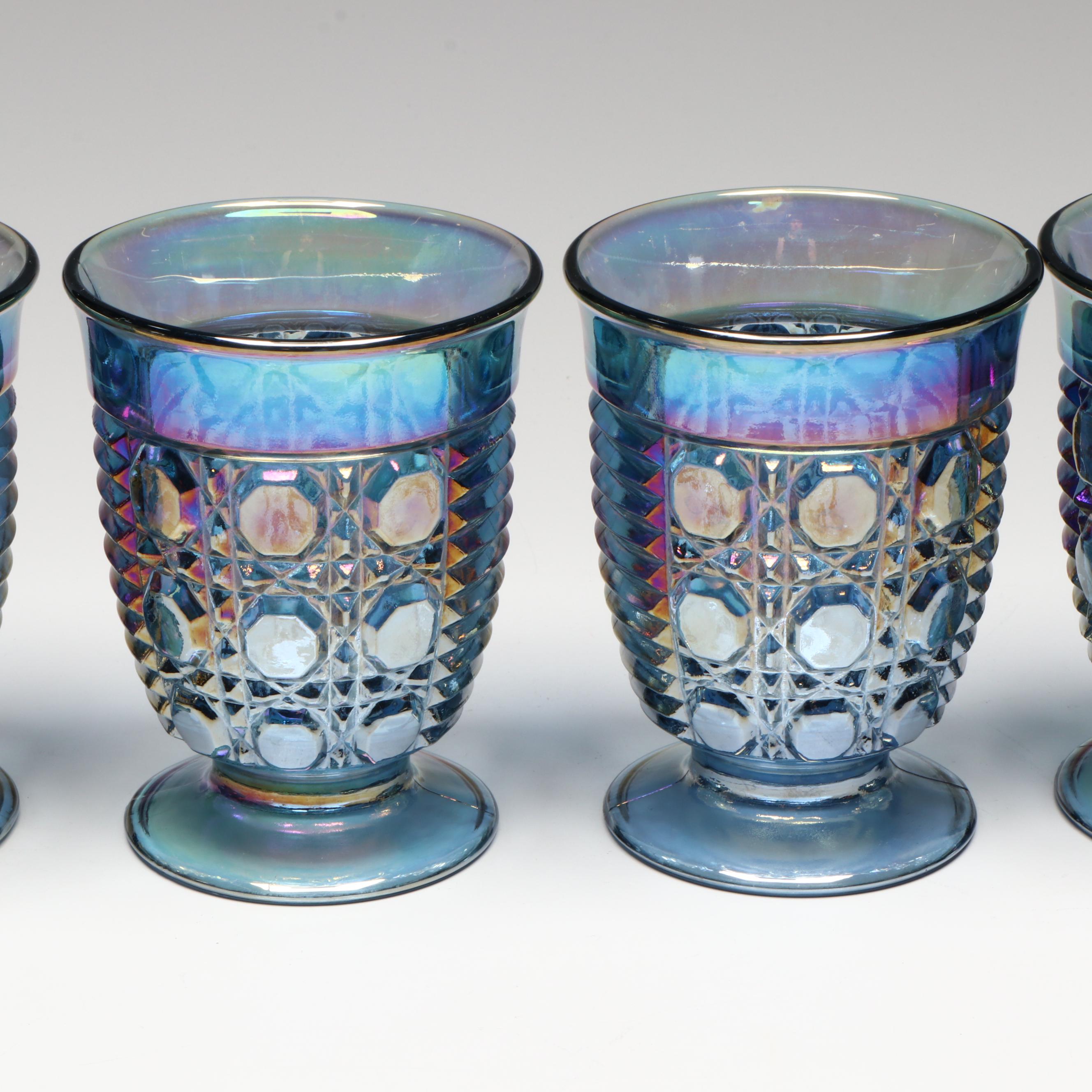 Federal "Colonial" Iridescent Snack Plates with Juice Glasses and More Glassware