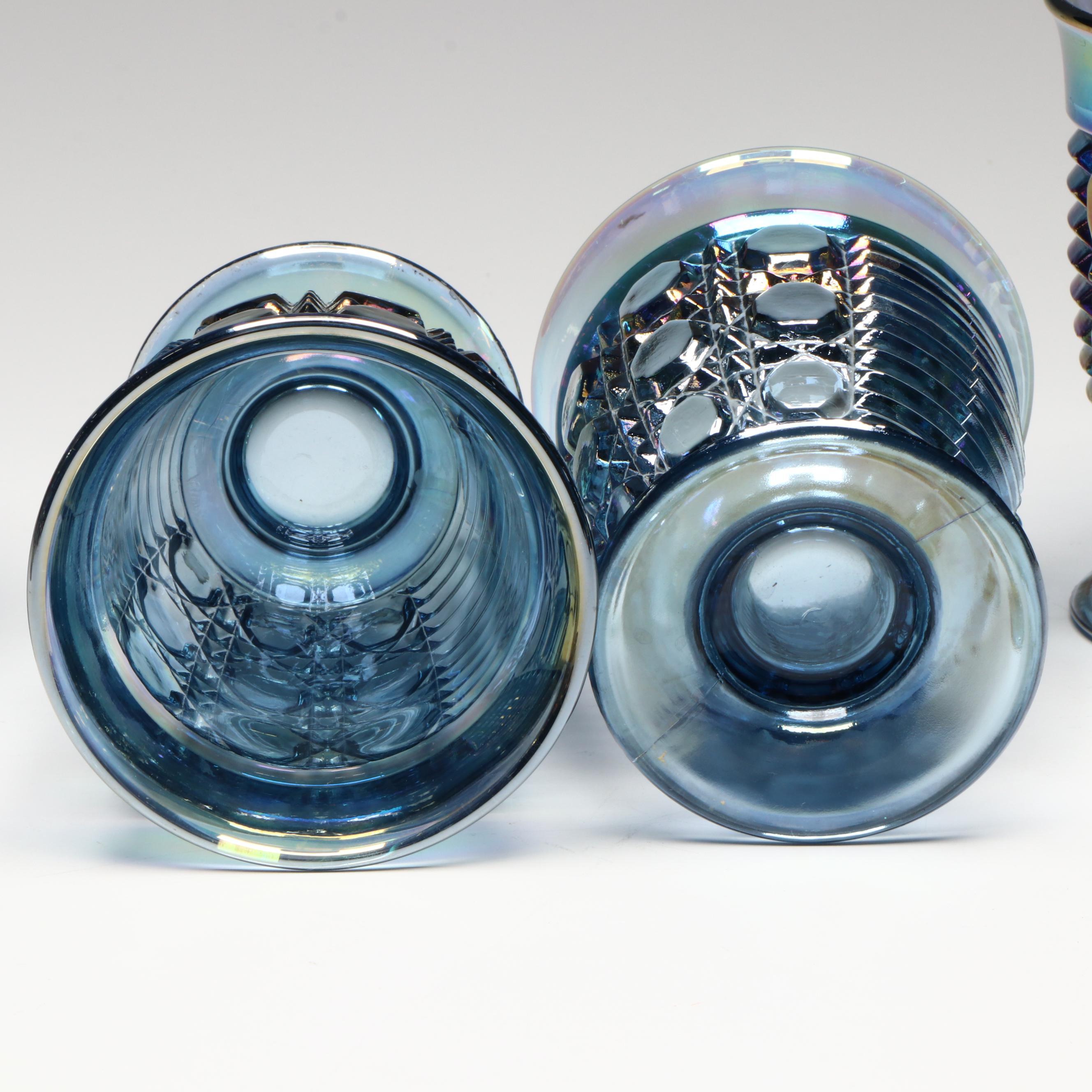 Federal "Colonial" Iridescent Snack Plates with Juice Glasses and More Glassware