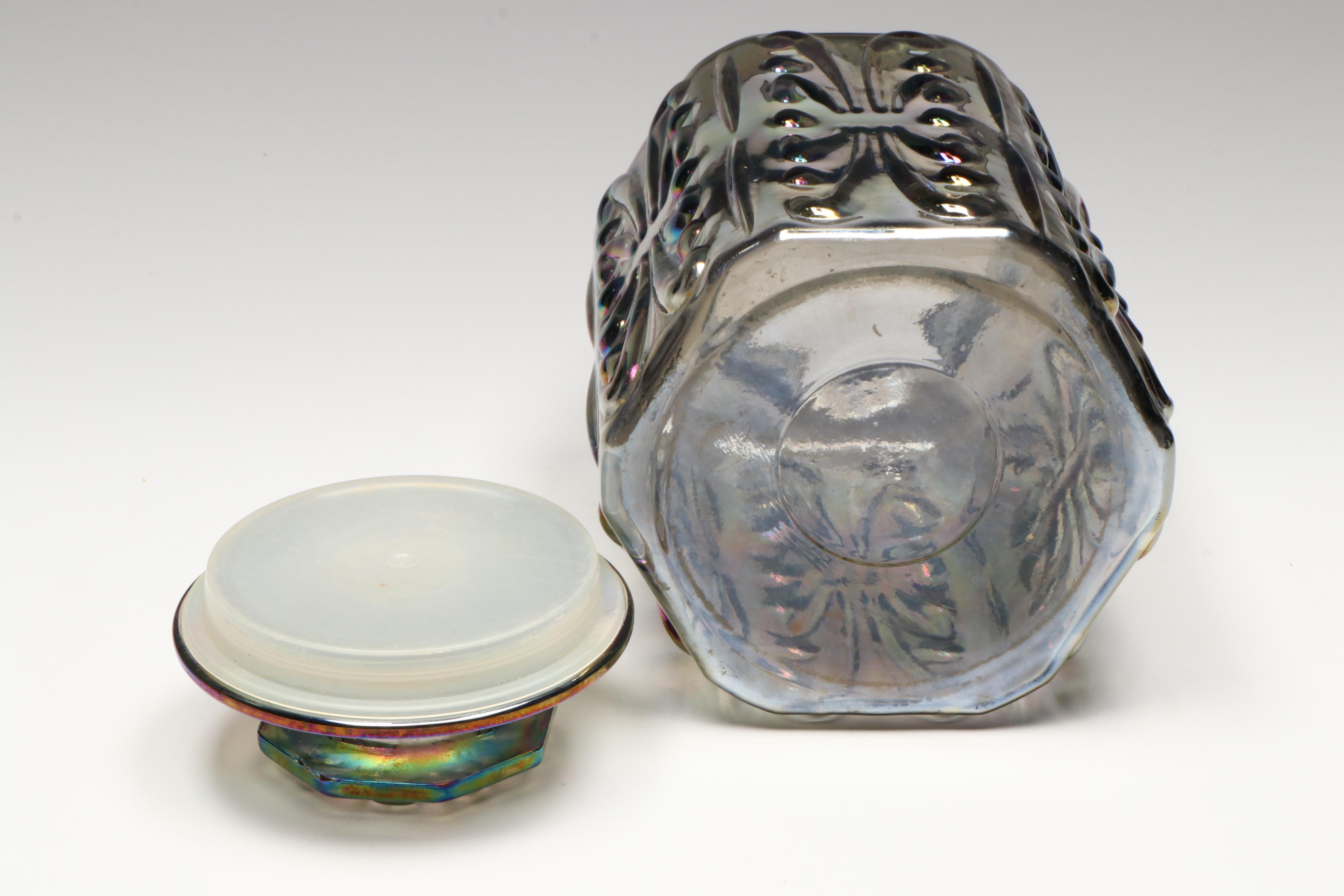 Federal "Colonial" Iridescent Snack Plates with Juice Glasses and More Glassware