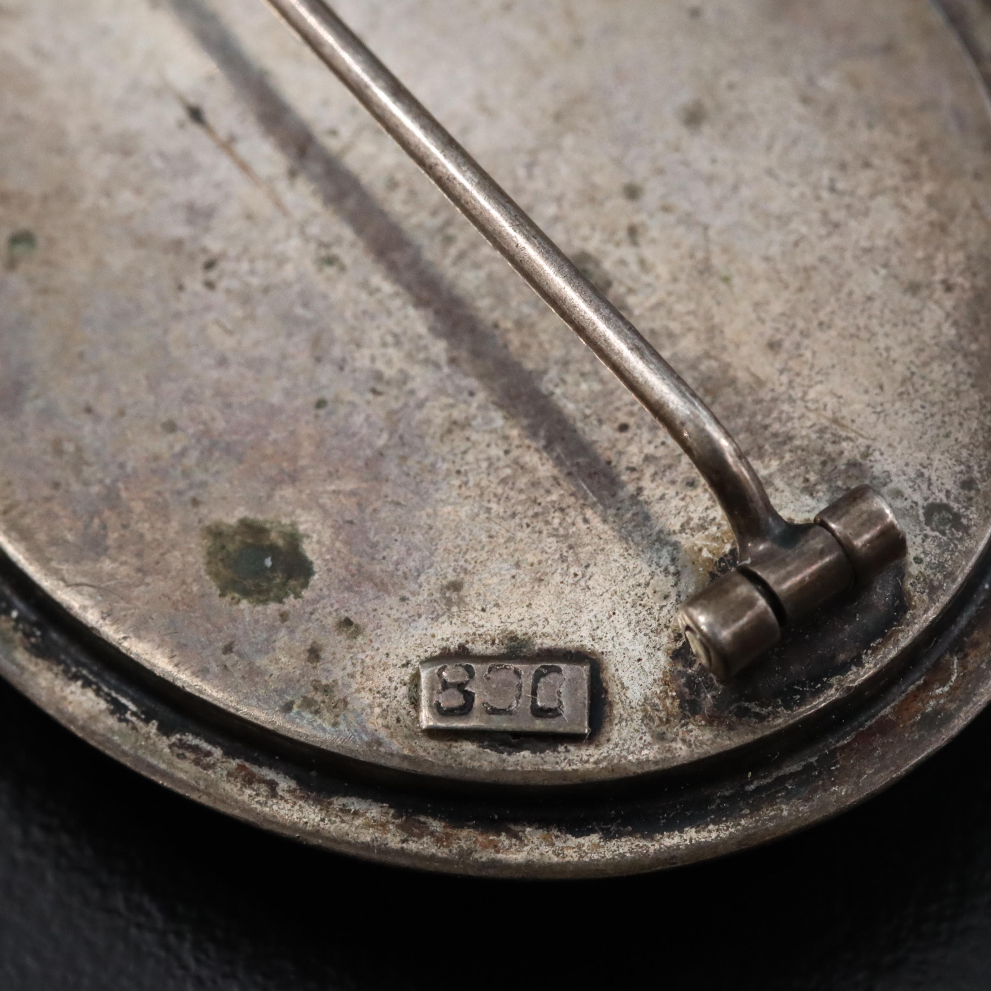 Vintage 800 Silver Micromosaic Brooch