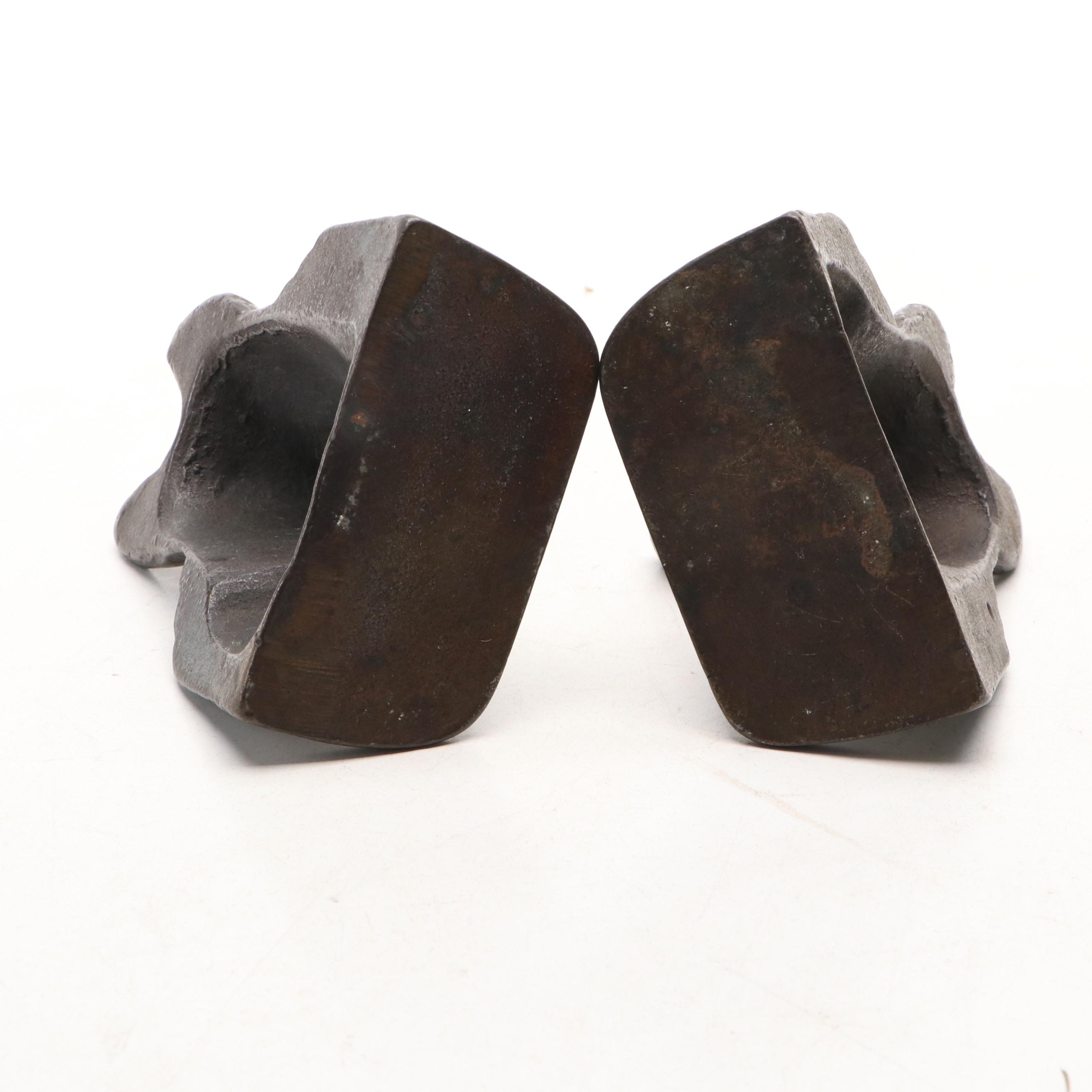 German Shepherd Dog Profile Bronzed Metal Bookends, Early/Mid-20th Century